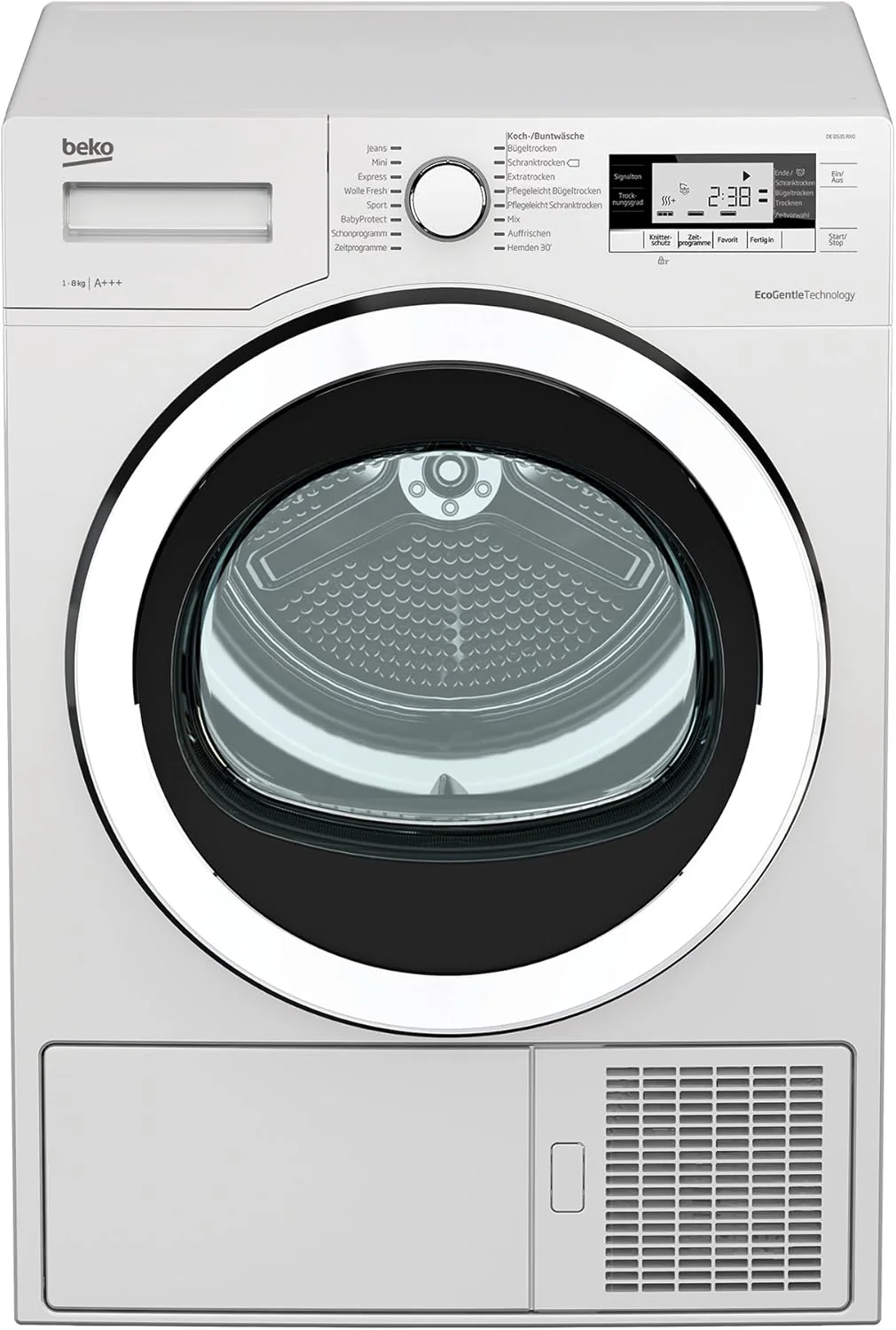 Beko B5T4824IF bPRO 500 Wasdroger, 8 kg, Voorlader warmtepompdroger, geschikt voor mensen met allergie?n, 15 programma's, stoomfunctie, antikreuk, Silent-programma, AquaWave zachtstoomtrommel, Wit