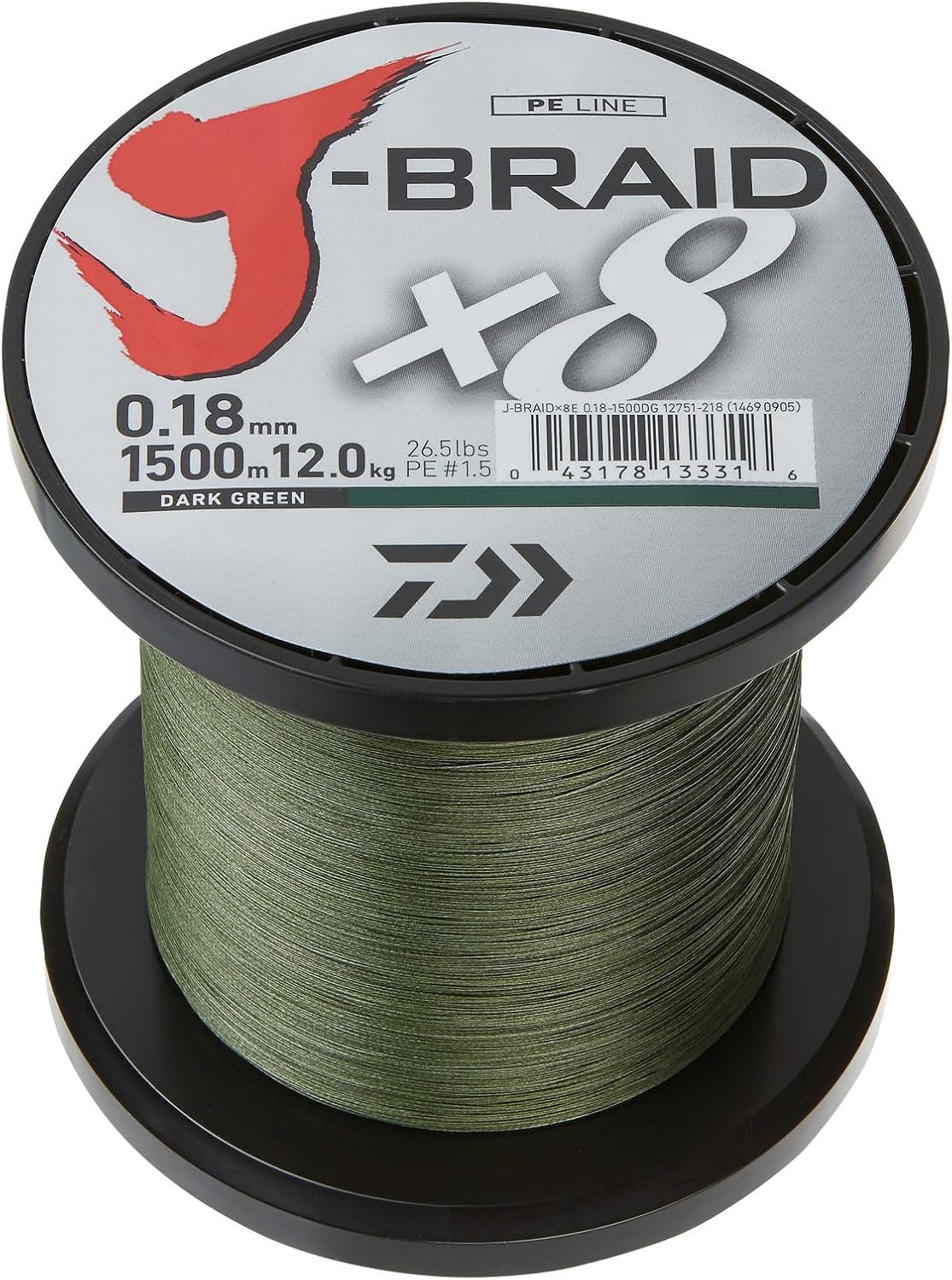 Daiwa J-Braid X8 3000 Meter Spule dunkelgrün - Geflochtene Angelschnur (3000, Durchmesser: 0,06 mm)