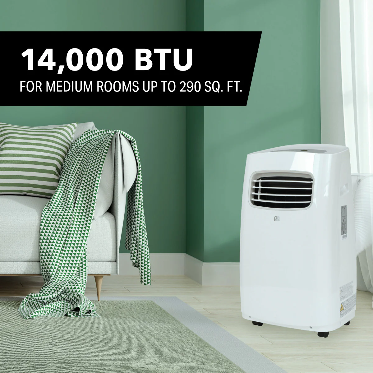 Draagbare airconditioner met 14.000 BTU / 8.200 SACC en volledig functionele afstandsbediening