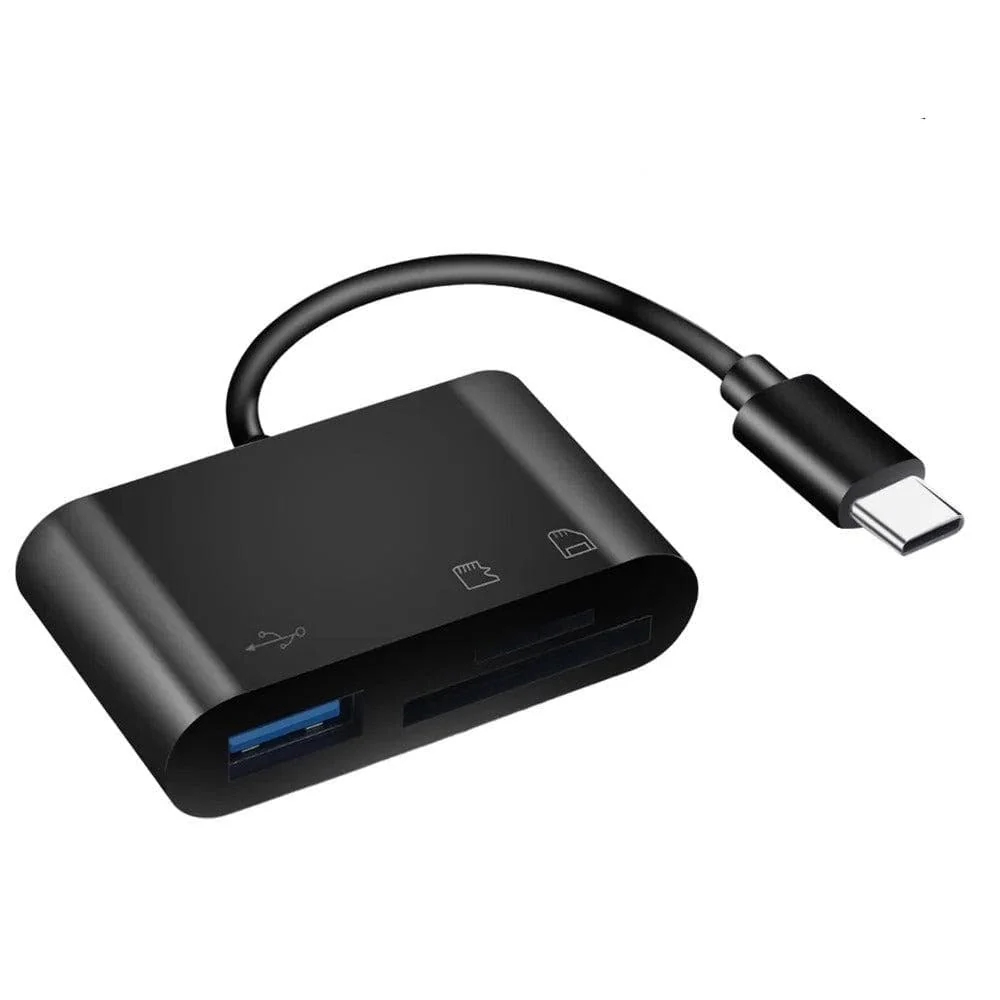 3-in-1 Type-C Micro Adapter & Memory Card Reader - USB-C TF, CF, SD
