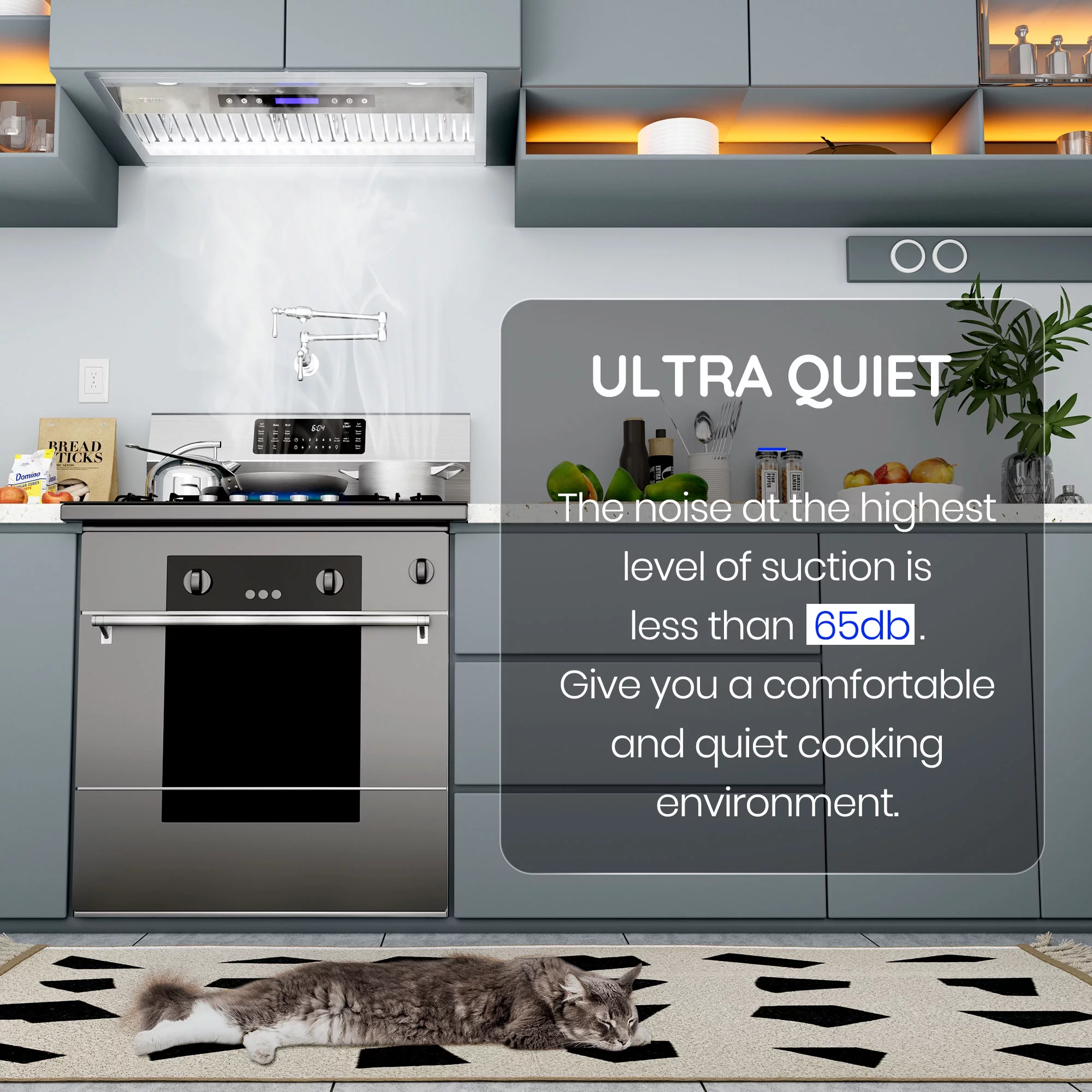 2025 EKON Kitchen Expert Ingebouwde Convertibele Afzuigkap 91 cm en 900 CFM met Afstandsbediening