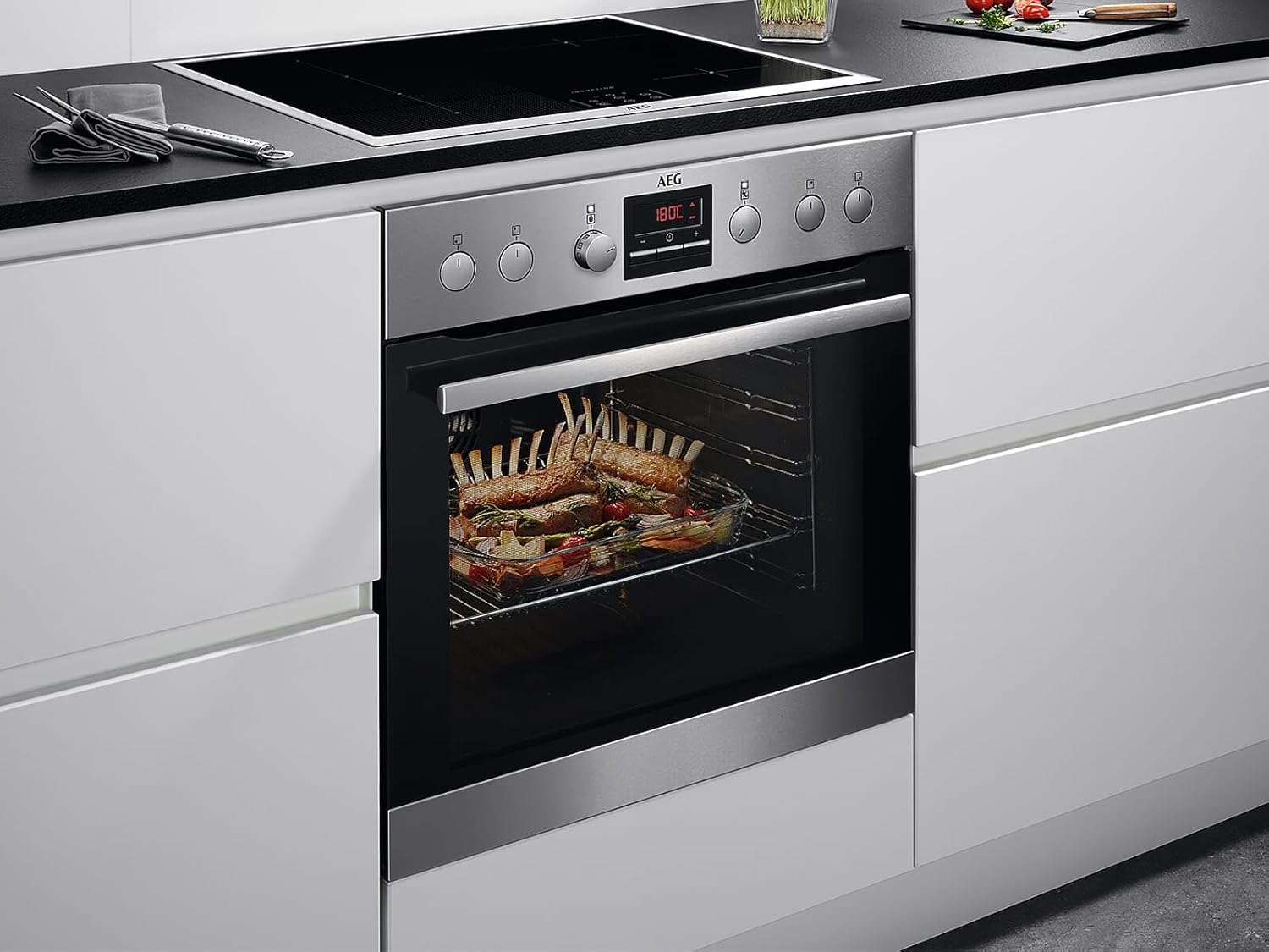 AEG EPS33102ZM Einbauherd/Pyrolyse – Selbstreinigung/Grillfunktion/Display mit Uhr/Kindersicherung/A+ / Edelstahl mit Antifingerprint