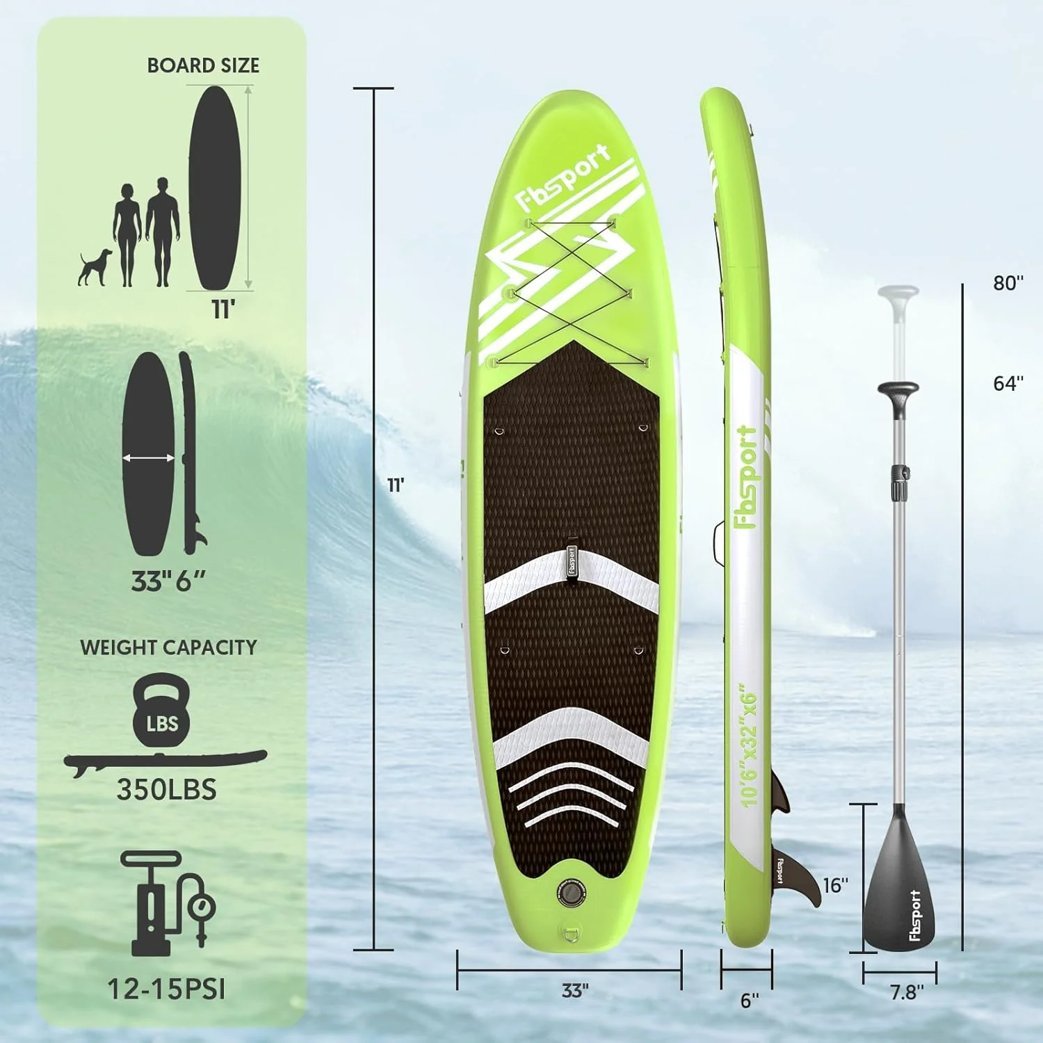 Premium-Stand-Up-Paddle-Board, Yoga-Board mit strapazierf?higem SUP-Zubeh?r und Tragetasche | Breiter Stand, Surf-Kontrolle, rutschfestes Deck, Leine, Paddel und Pumpe f��r Jugendliche und Erwachsene