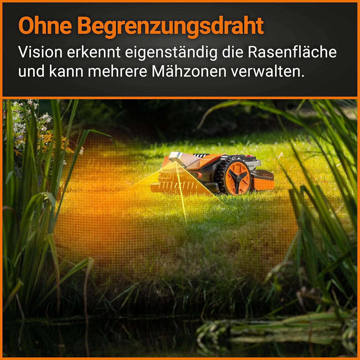 WORX Landroid Vision M600 Mhroboter WR206E.1 für Grten bis 600m - intelligenter Mhroboter ohne Begrenzungskabel – WLAN & Bluetooth – aktive Hindernisvermeidung mit KI-Technologie – APP Steuerung
