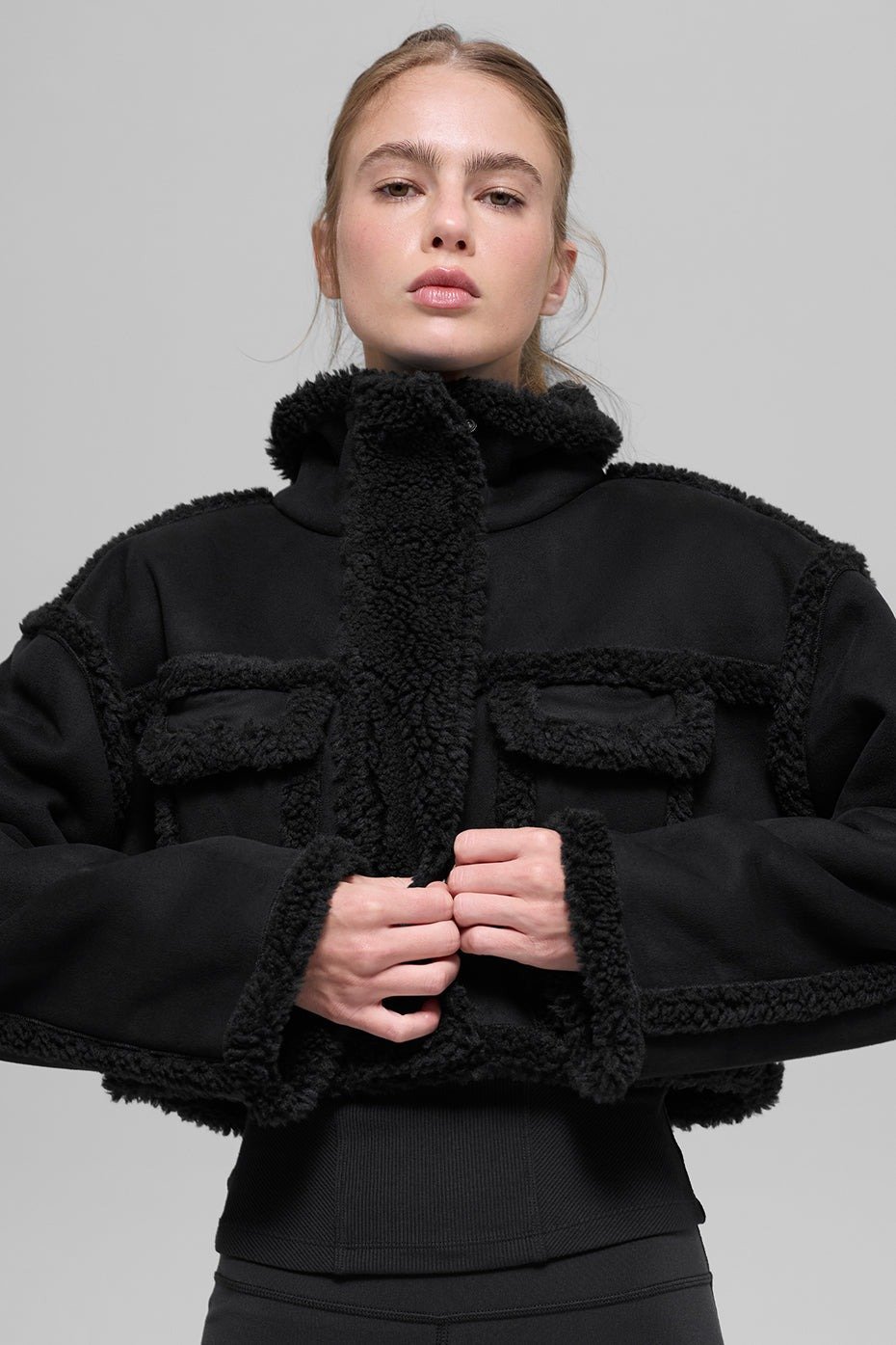 Alo Faux Shearling Snowfall Cropped Jacket