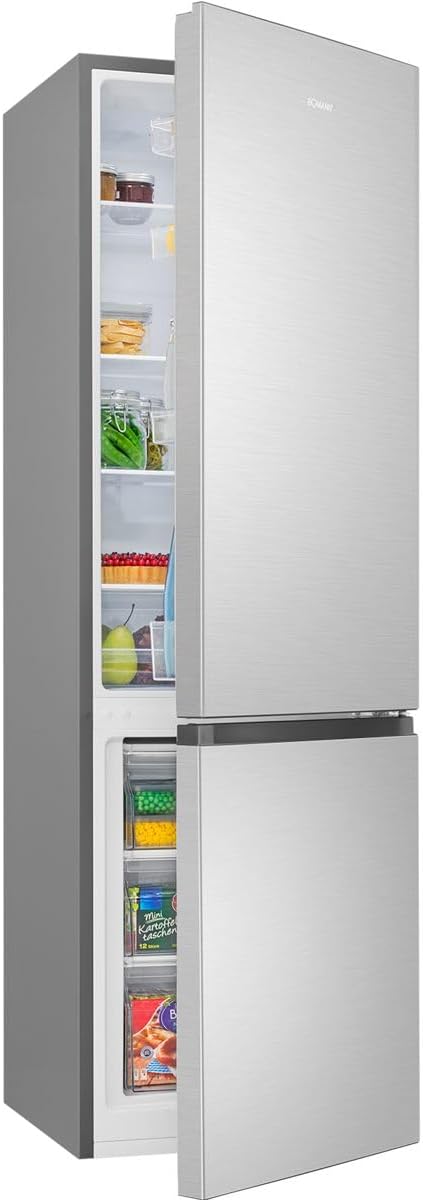 Bomann® Kühlschrank mit Gefrierfach | Energieklasse C | 176cm | LowFrost | 5 Jahre Kompressor-Garantie | Kühl Gefrierkombination leise | Türanschlag wechselbar | Kühlgefrierkombi | KG 7369 silber