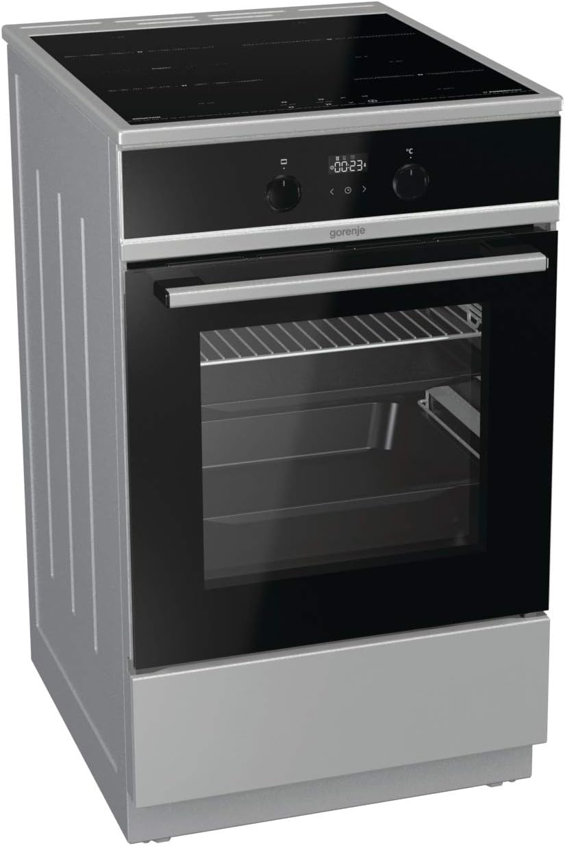 Gorenje GEIT5C61SPG Standherd mit Induktionskochfeld, 50 cm, 70 Liter,Silber, PerfectGrill, AirFry, FrozenBake, Pizza Mode 300°C, AquaClean, Made in Europe, inox