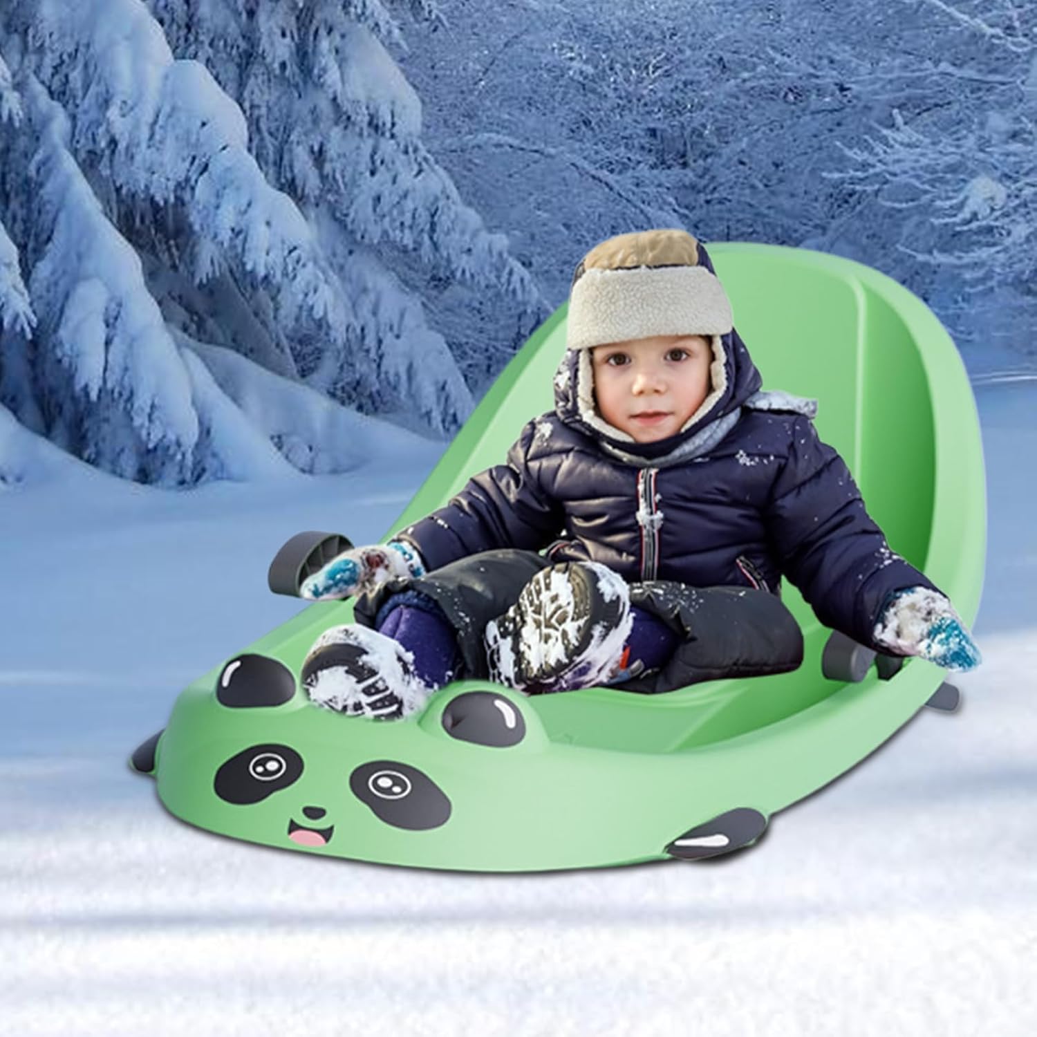 Schlitten für Kinder, familienfreundlicher Wintersport – Rodel-Schneeschlitten mit integrierter Bremse, für kaltes Wetter, schneebedeckte Hügel, Park, Hinterhof, Spielplatz