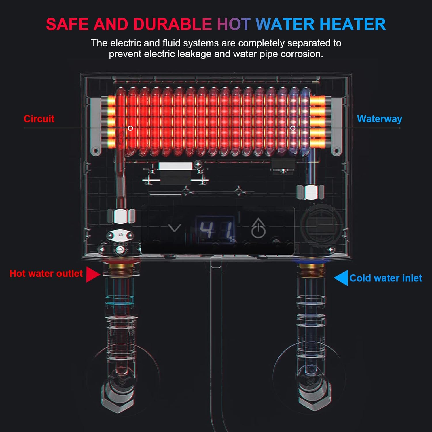 Elektronischer Durchlauferhitze Dusche, 220V elektrische Warmwasserbereiter Temperaturwahl 30-52 °C mit Bad Dusche Kit, für Handwaschbecken, Küche, Bad, Waschbecken (5500W mit Duschset, Weiß)