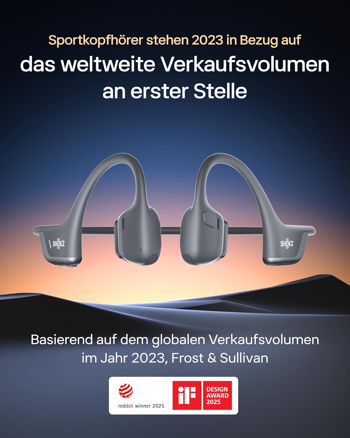 SHOKZ OpenRun Pro 2 Mini Knochenschall Sportkopfhörer, Open-Ear-Ohrhörer mit Bluetooth 5.3, Mikrofon mit Geräuschunterdrückung, IP55 wasserdicht, 12 Std. Wiedergabe, USB-C Schnellladung, Schwarz
