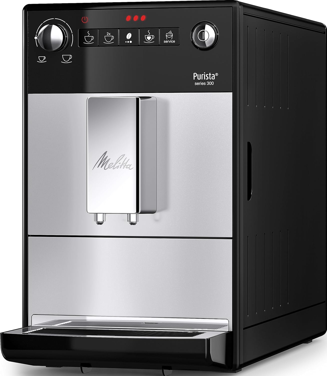 Melitta Purista - Kaffeevollautomat mit Lieblingskaffee-Funktion, Kaffeemaschine mit Mahlwerk und 3-stufig einstellbarer Kaffeestärke, für Kaffee und Espresso, schwarz