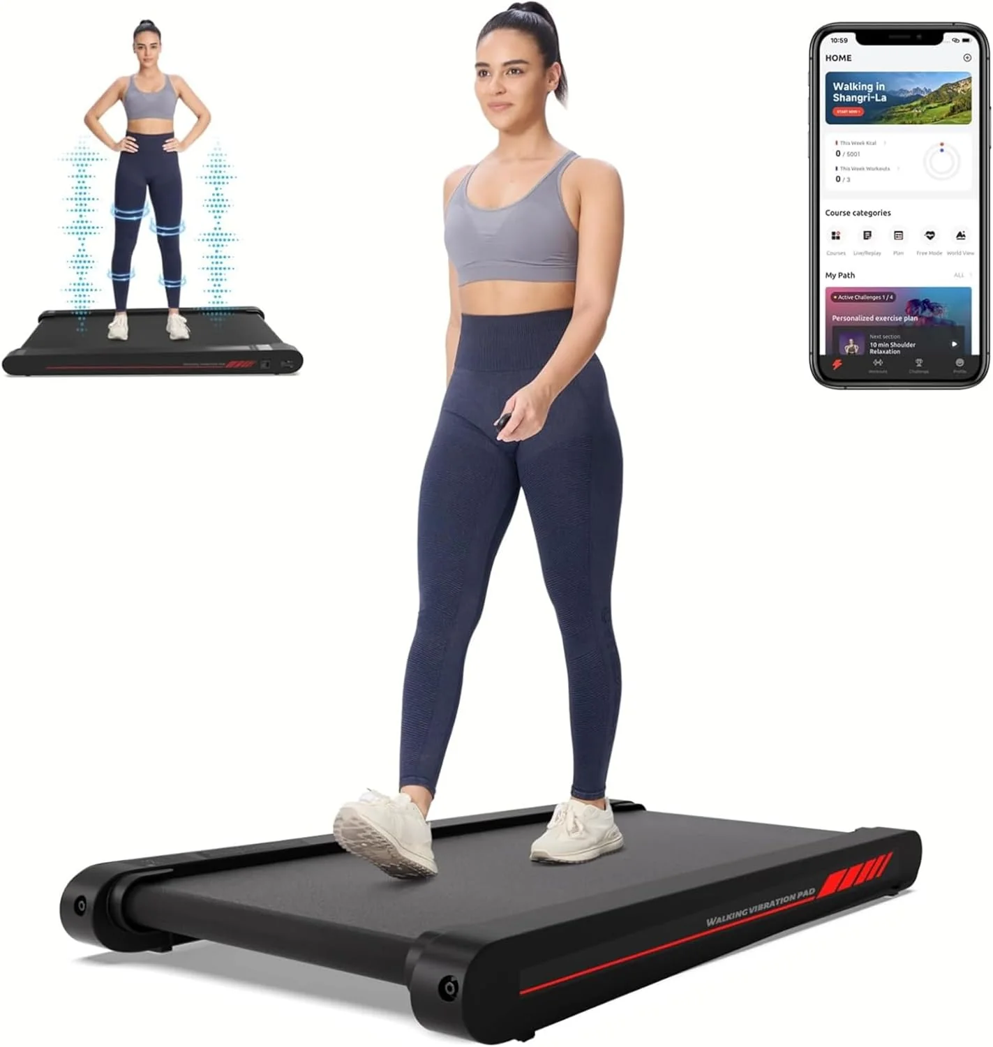Sperax Walking Vibration Pad with APP. 3 in 1 Under Desk Treadmill. 2.5HP Low Noise Walking Treadmill Pad with Remote Control.Portable Treadmills for Home Office