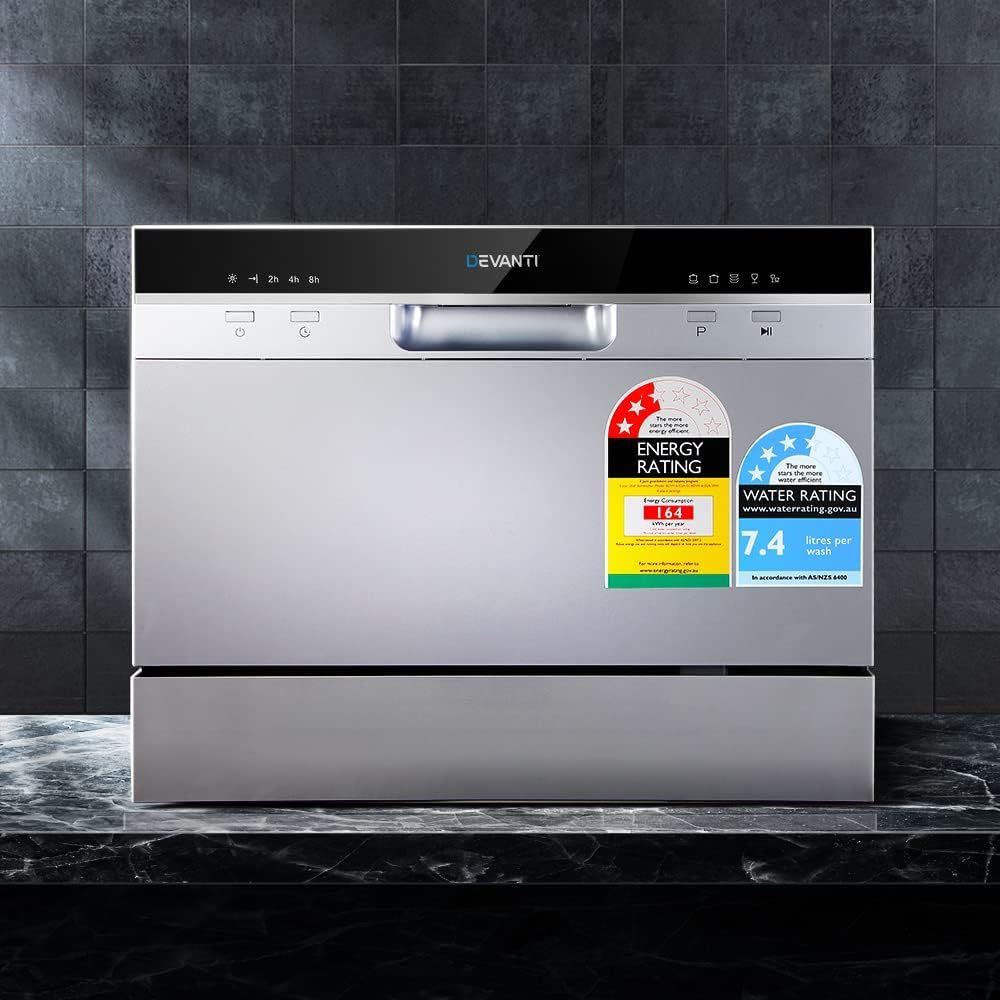 DEVANTi Compact Freestanding Benchtop Dishwasher with Water & Energy Efficiency