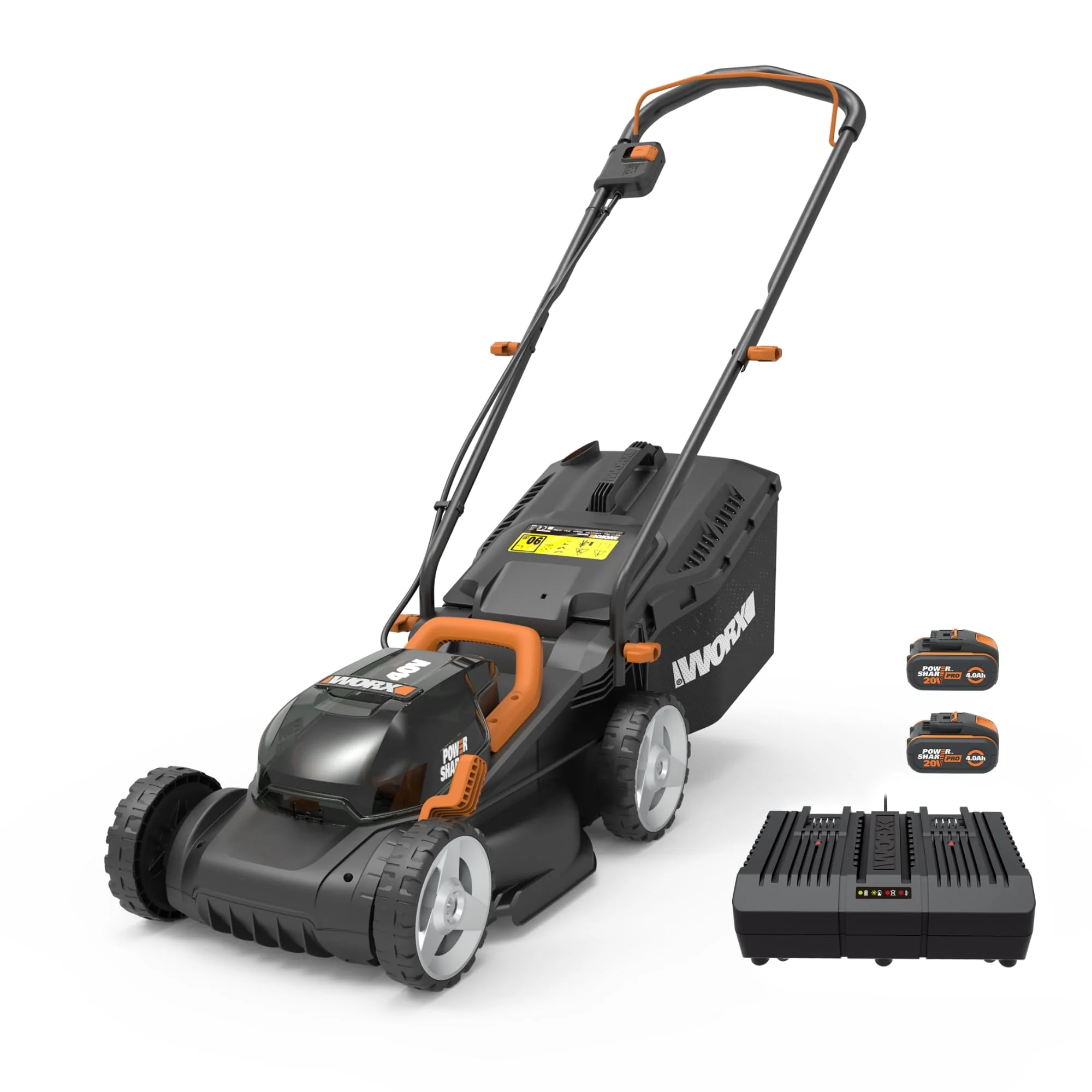 2025 WORX WG779E.1 Accugrasmaaier 40V (2 x 20V) ?C 34 cm maaibreedte ?C Ideaal voor gazons tot 460 m2 ?C IntelliCut Technologie ?C Compact opbergen ?C Inclusief 2x 4Ah accu??s en dubbele snellader