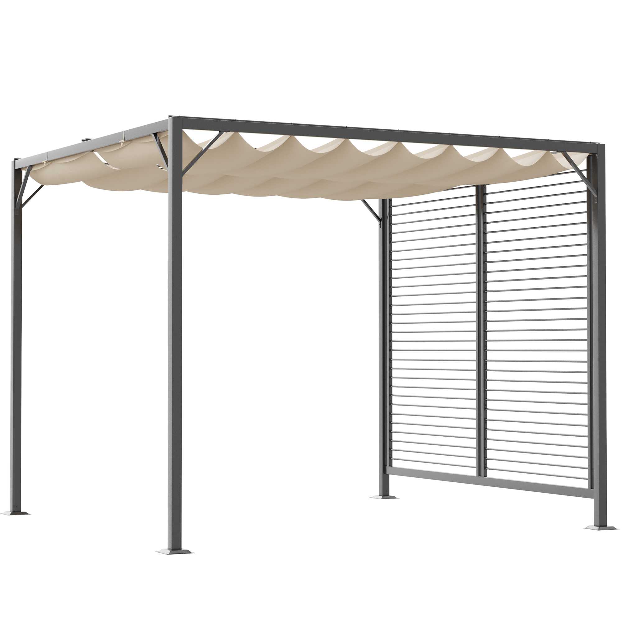 Outsunny paviljoen, pergola met verstelbaar stoffen dak