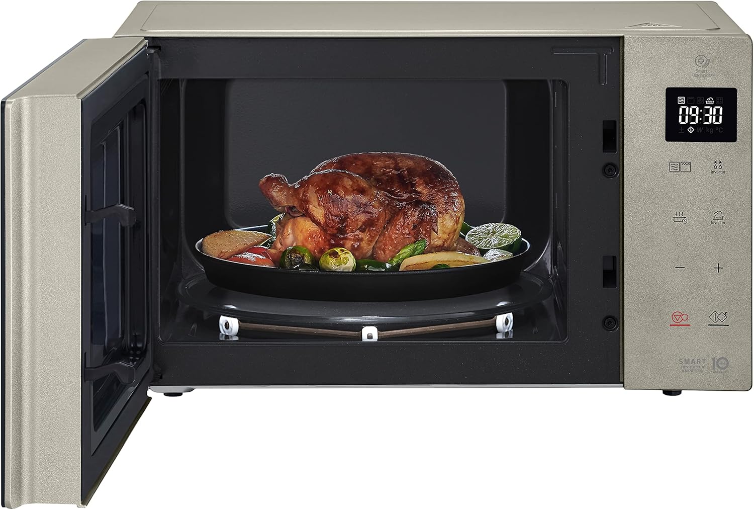 LG MH6535GIS Magnetron met invertertechnologie en kwartsgrill, 25 liter inhoud, 1000 W, automatische programma's, instelbare vermogensniveaus voor optimaal koken en EasyClean-functie, Zwart