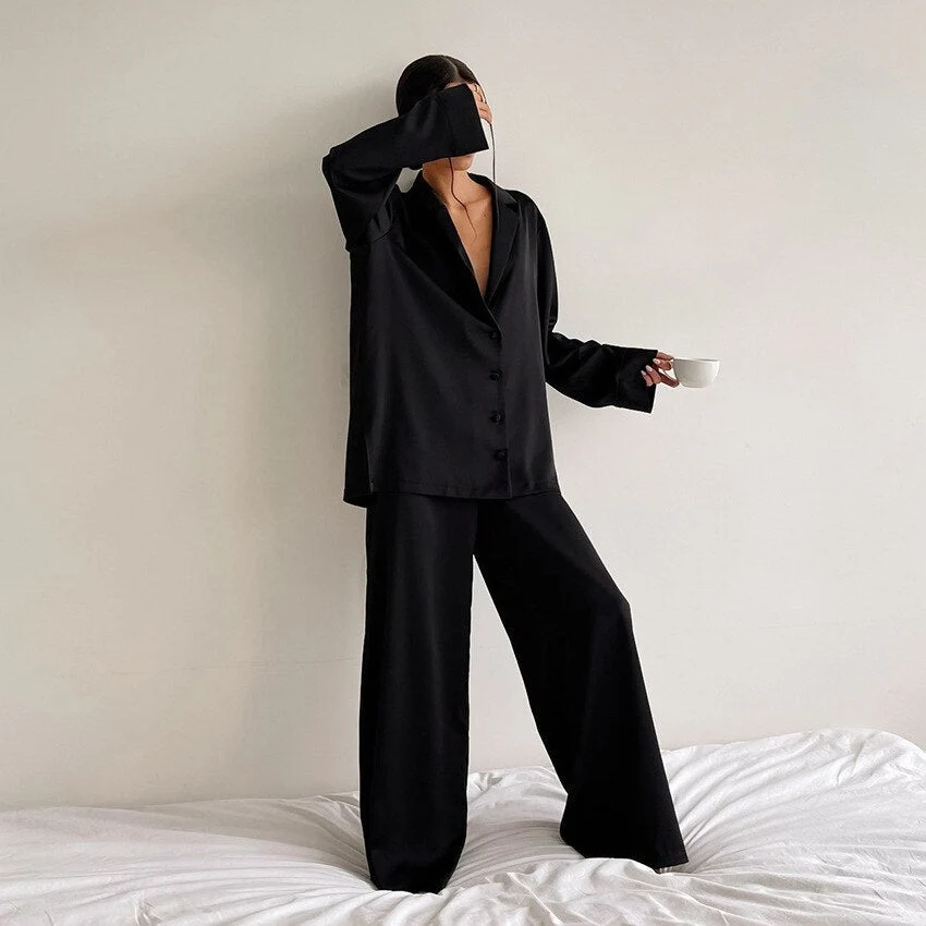 Luxuri?ses Satin-Pyjama-Set f��r Damen