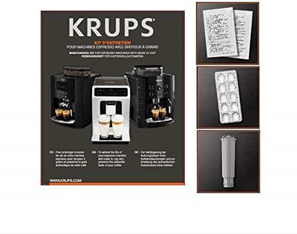Krups Essential Kaffeevollautomat mit Milchschlauch, 2-Tassen-Funktion, LCD-Display, Einfache Reinigung, Kaffeemaschine, T��V-Siegel, Schwarz, EA816031