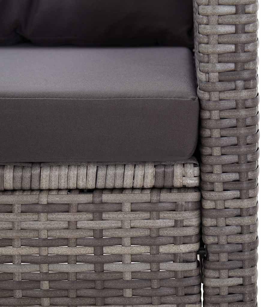 vidaXL Gartensofa 2-Sitzer mit Kissen Lounge Sofa Gartenmöbel Gartenbank Bank Rattansofa Balkon Terrasse Garten Grau 124cm Poly Rattan