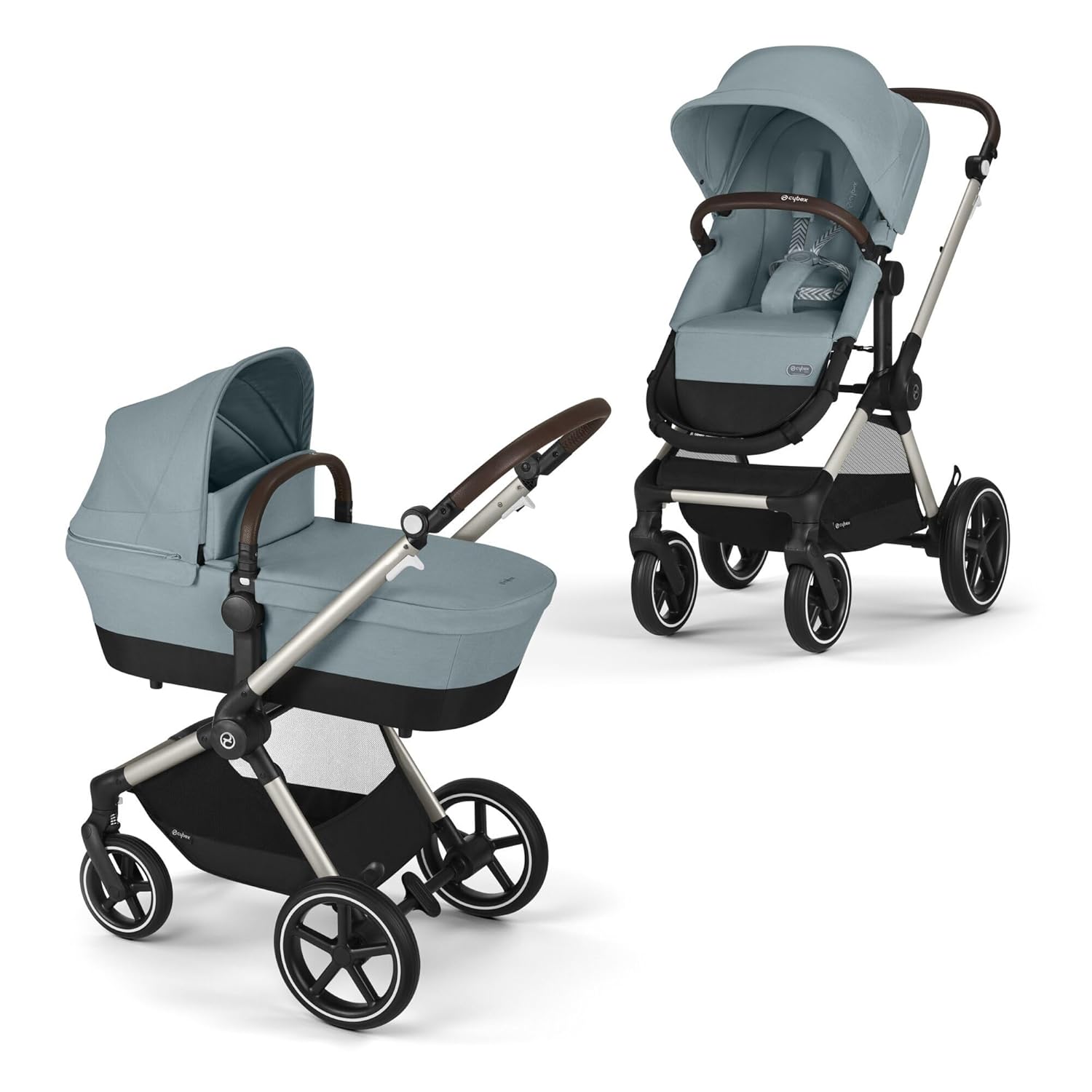CYBEX Gold Kinderwagen EOS Lux 2-in-1, Reisesystem, Ab Geburt bis 22 kg (ca. 4 Jahre), Moon Black