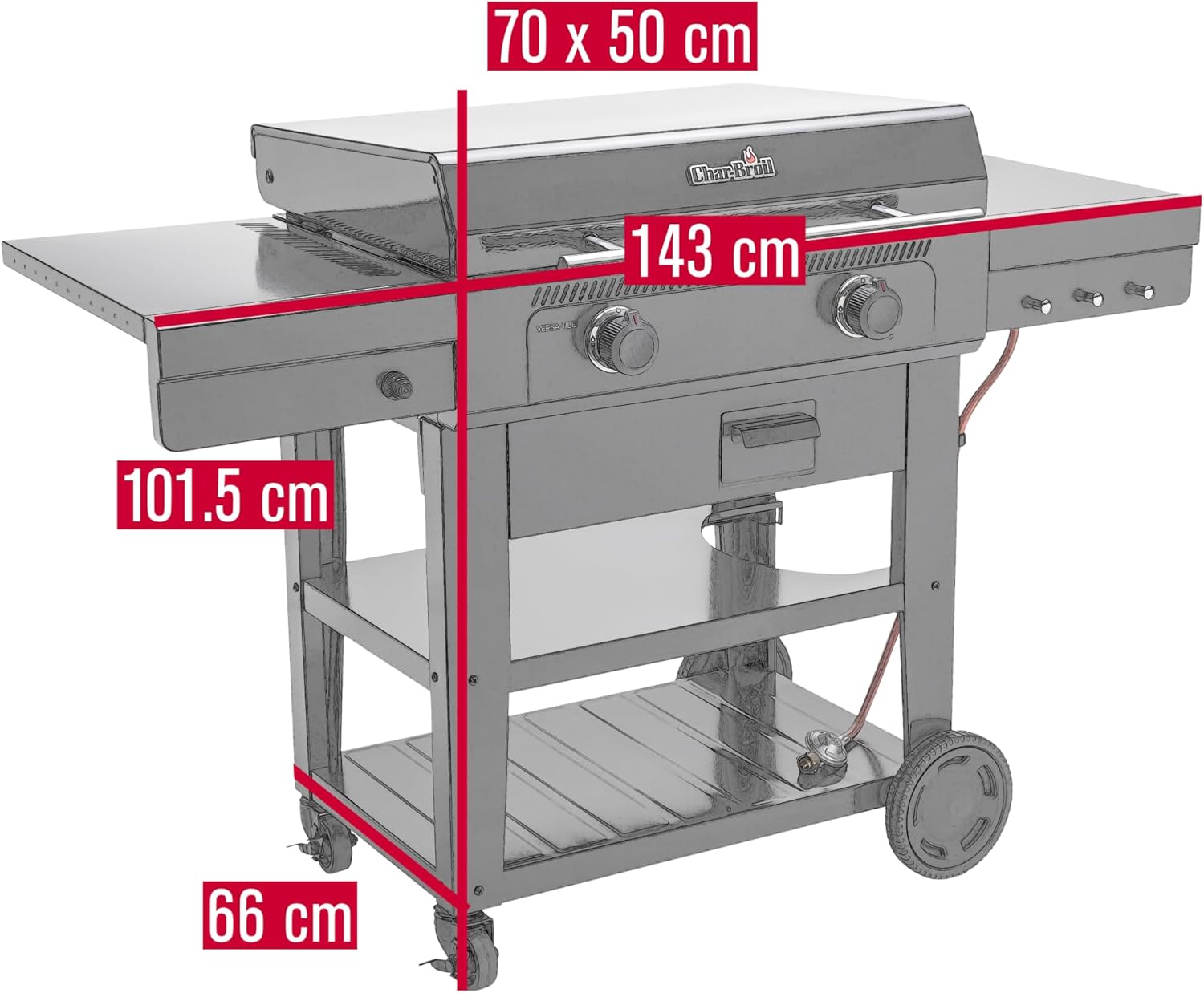 Char-Broil Griddle-Gasgrill Plancha Versa-Tile - 3-in-1 System: Griddle, Grill & Pizzaofen, 2-Zonen