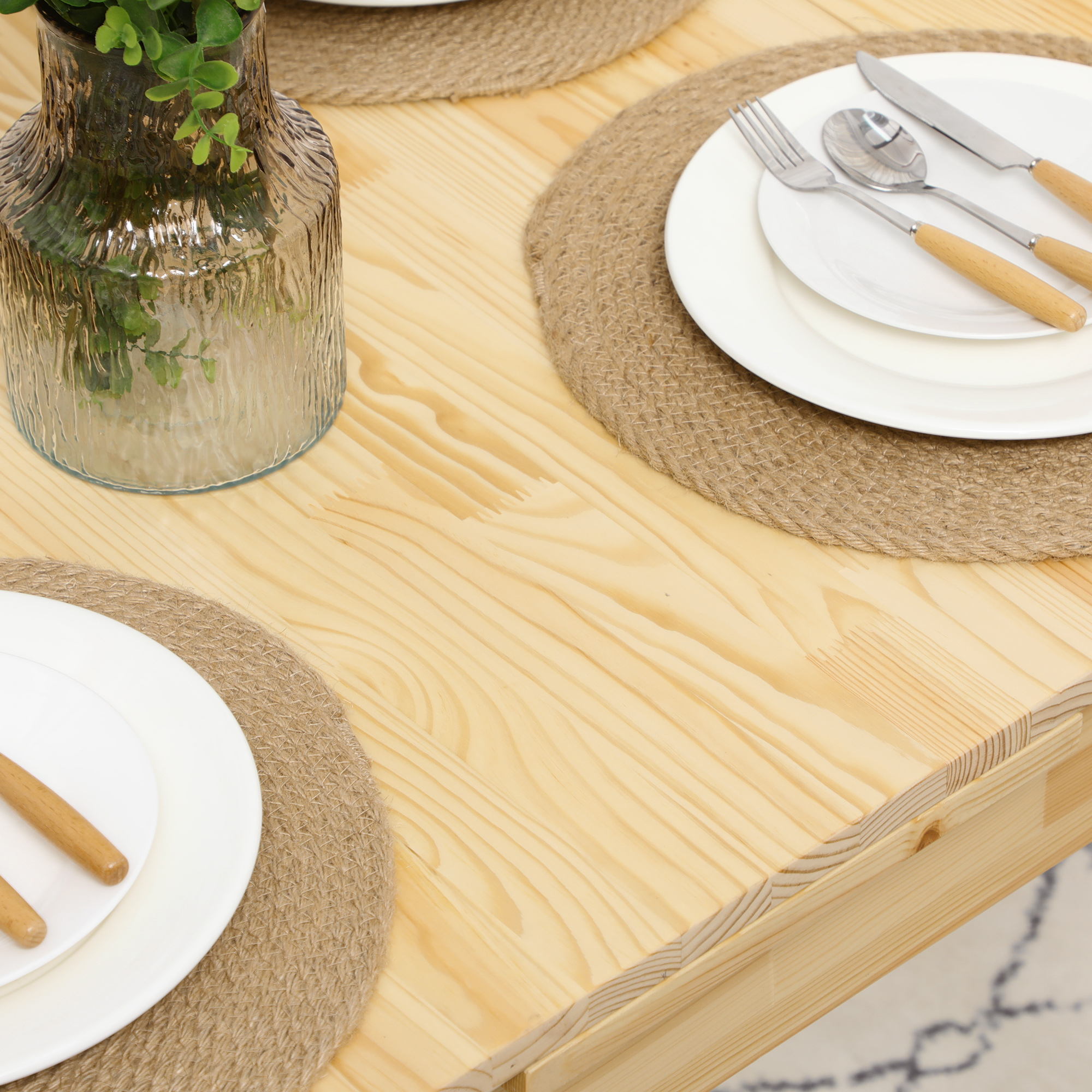 Massief houten eettafel, opklapbare tafel, uitbreidbaar, naturel