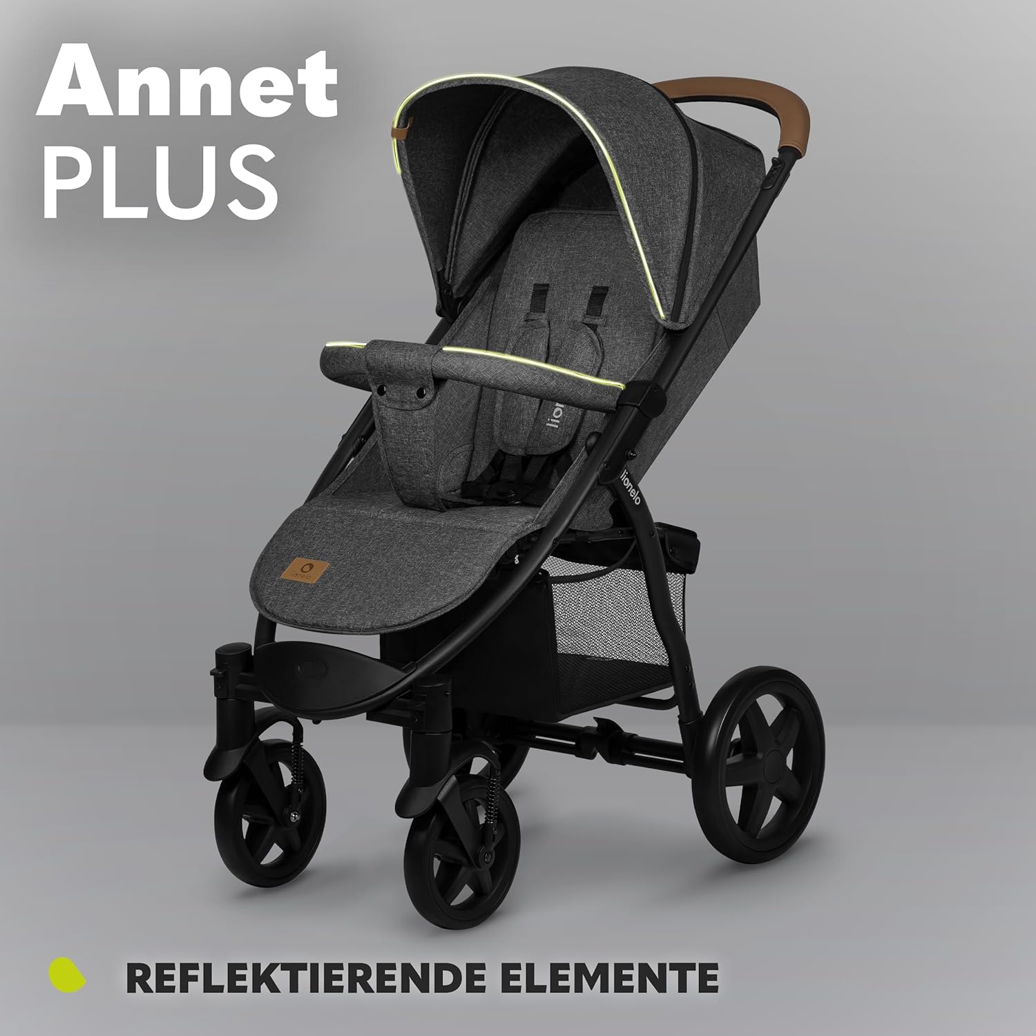 LIONELO Annet Plus Buggy bis 22 kg mit Liegefunktion, Kinderwagen klein zusammenklappbar mit Zubehör, Eva-Schaum-Räder, Moskitonetz, Fußdecke Getränkehalter, Korb