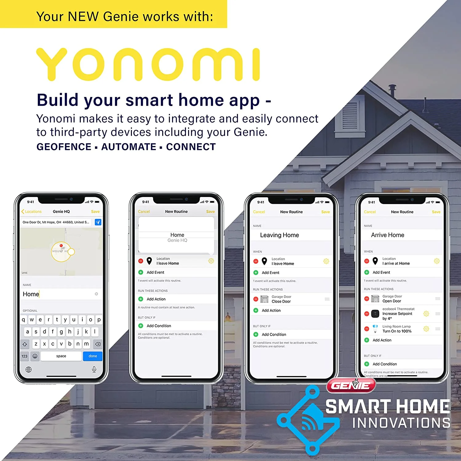 Genie 6172H O Smart Wall Mount Garage Door Opener with Aladdin Connect, Space Saving Design, Quiet 24v DC Motor