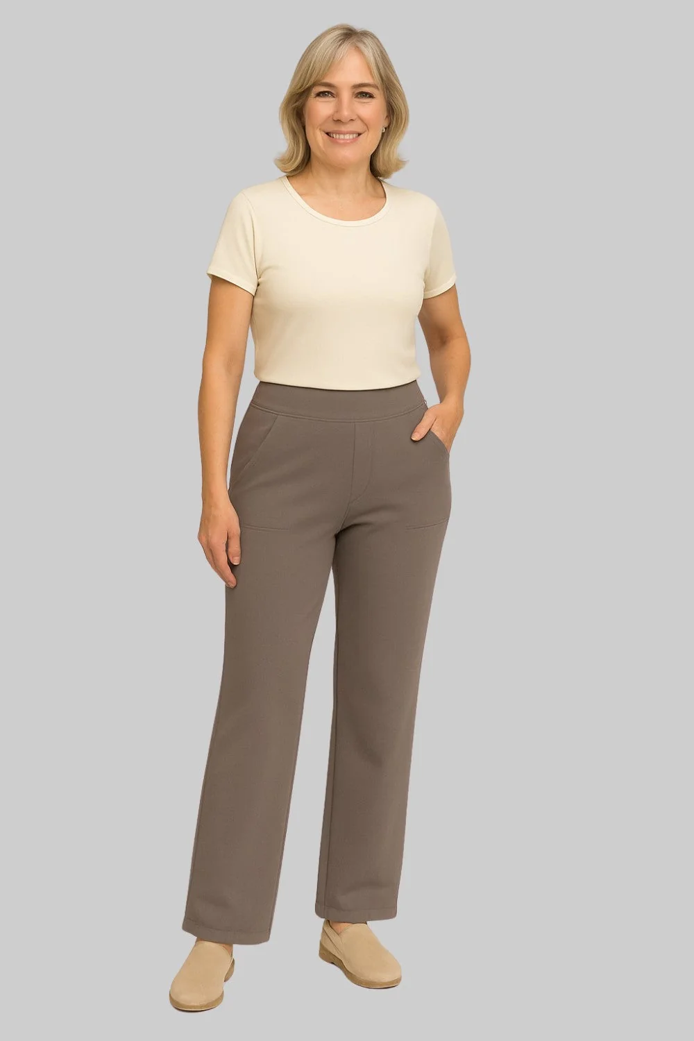 High Waist Hose Damen | Stoffhose mit weitem Bein und praktischen Taschen | Elegante Business Hose f��r B��ro und Alltag