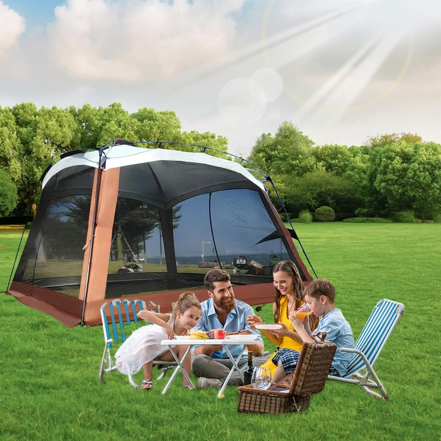 Mesh Zur Verwendung Im Freien Für Outdoor Aktivitäten - Tragbarer UV-beständiger Schirm Mit Netz | Netz für den Außeneinsatz | für Picknick Garten Wandern Roadtrips Reisen und Strandaktivitäten