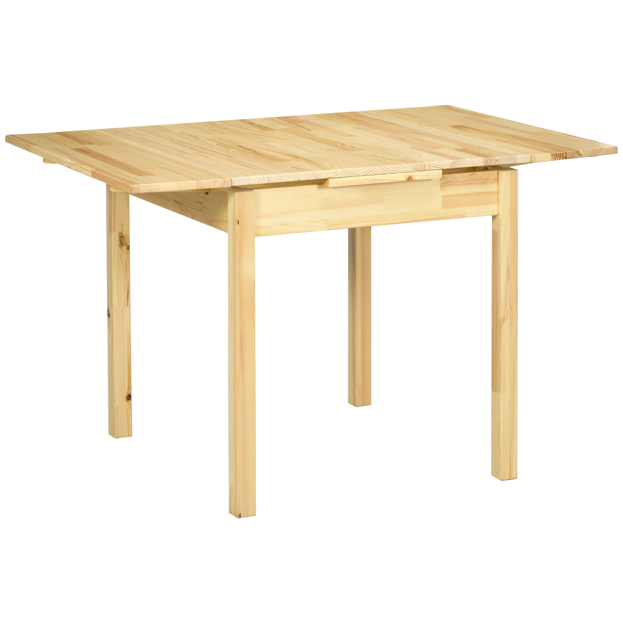 Massief houten eettafel, opklapbare tafel, uitbreidbaar, naturel