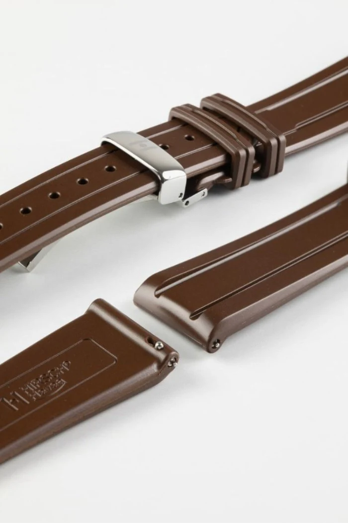 Hirsch HEVEA Natural Rubber Waterproof Watch Strap in BROWN