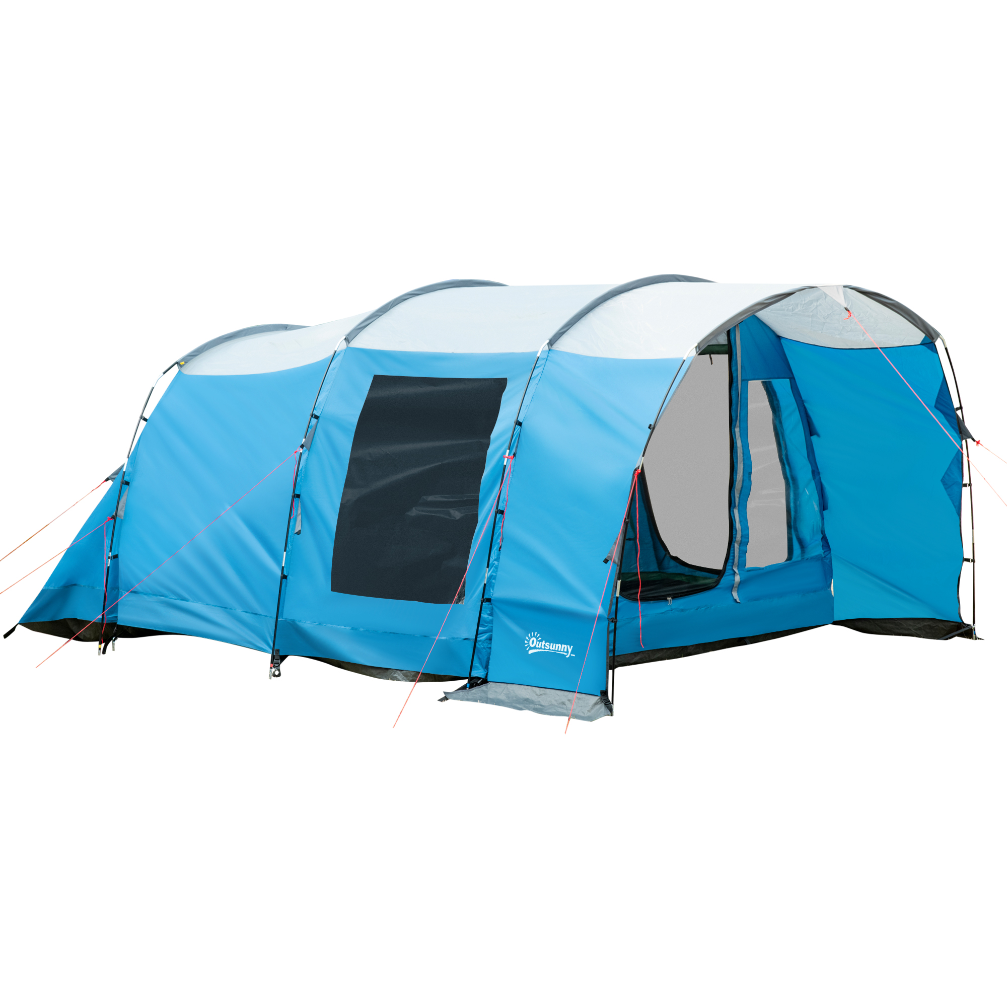 Campingtent voor 5 personen, 2 kamers, verwijderbaar tussenschot, weerbestendig, incl. transporttas, blauw+zwart