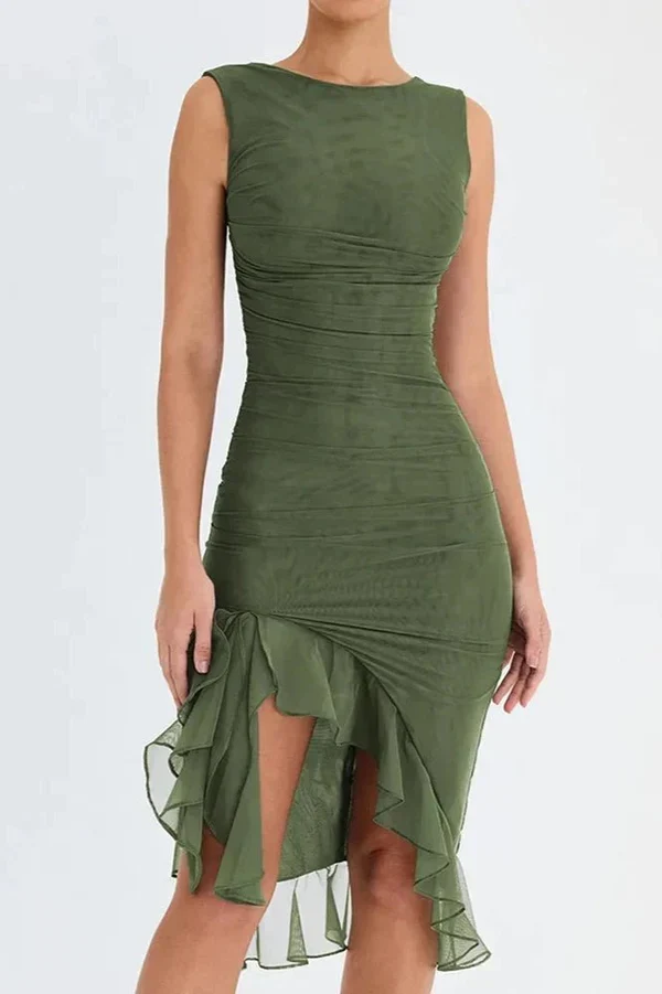 Elegantes Mesh-Midikleid