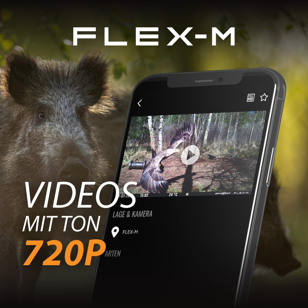 Spypoint Flex-M Twin-Pack - Wildkameras mit Foto- & Videoübertragung, 28 Megapixel, Wildtierkamera mit Nachtsicht, kostenlose App für Ihr Smartphone