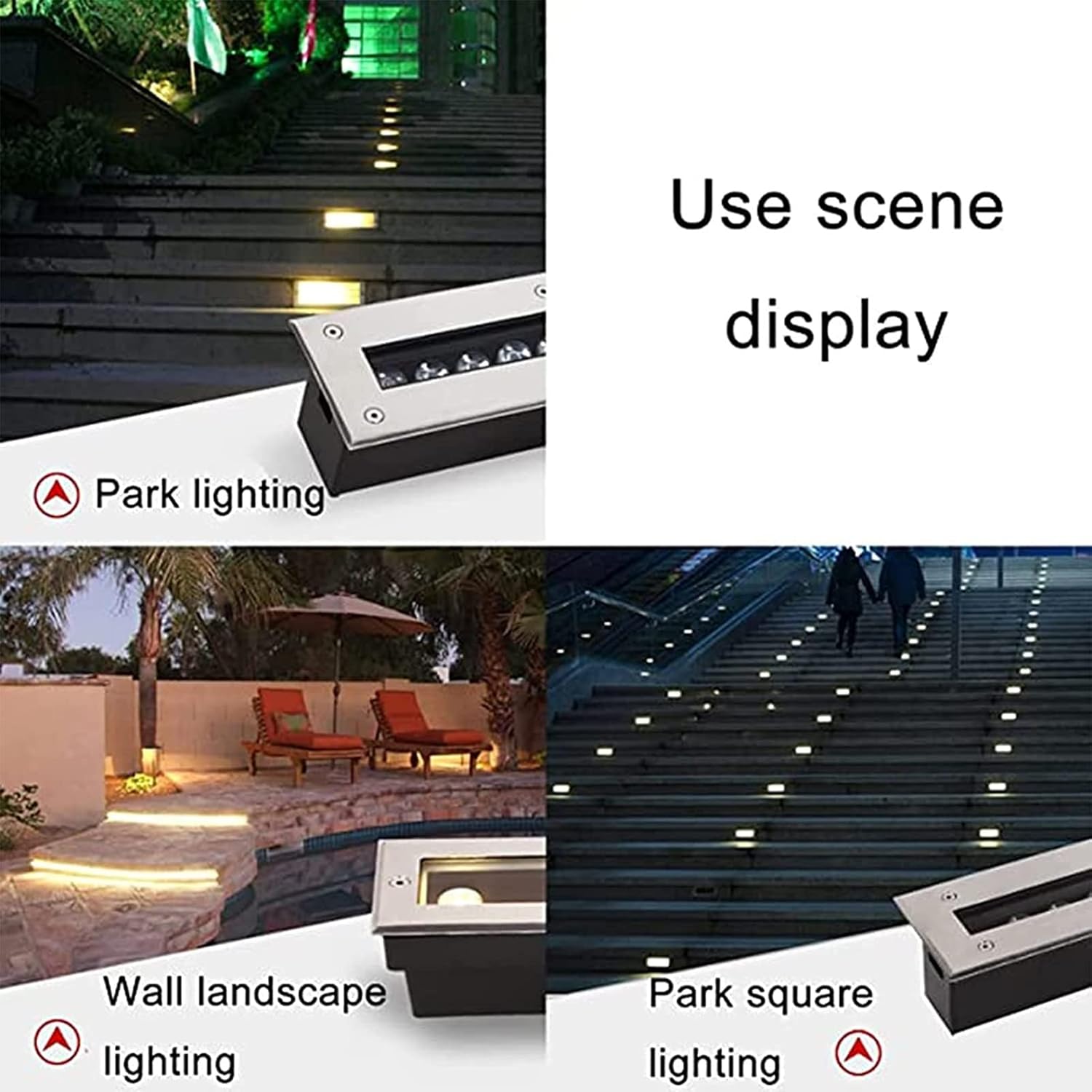 Led Bodeneinbaustrahler Rechteck aussen bodenleuchten IP67 wasserdicht Bodeneinbauleuchten für Außenbereich, Terrasse, Garten, Schwimmbadflur(Blau,36W)
