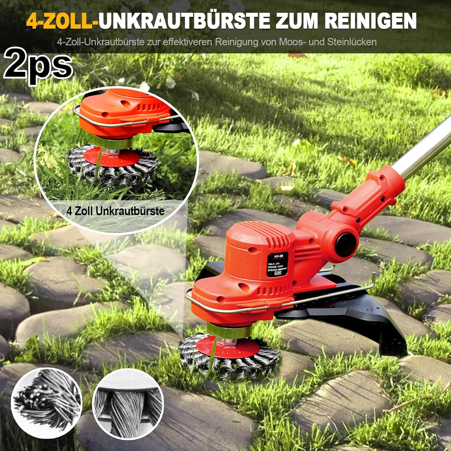 SHJICH Accu grastrimmer, 4-in-1 Multifunctionele accu grastrimmer voor Makita accu, 8000mAh bosmaaier met onkruidborstel, 21V Accu bosmaaier, 100~145cm telescopische steel, voor tuintrimmen