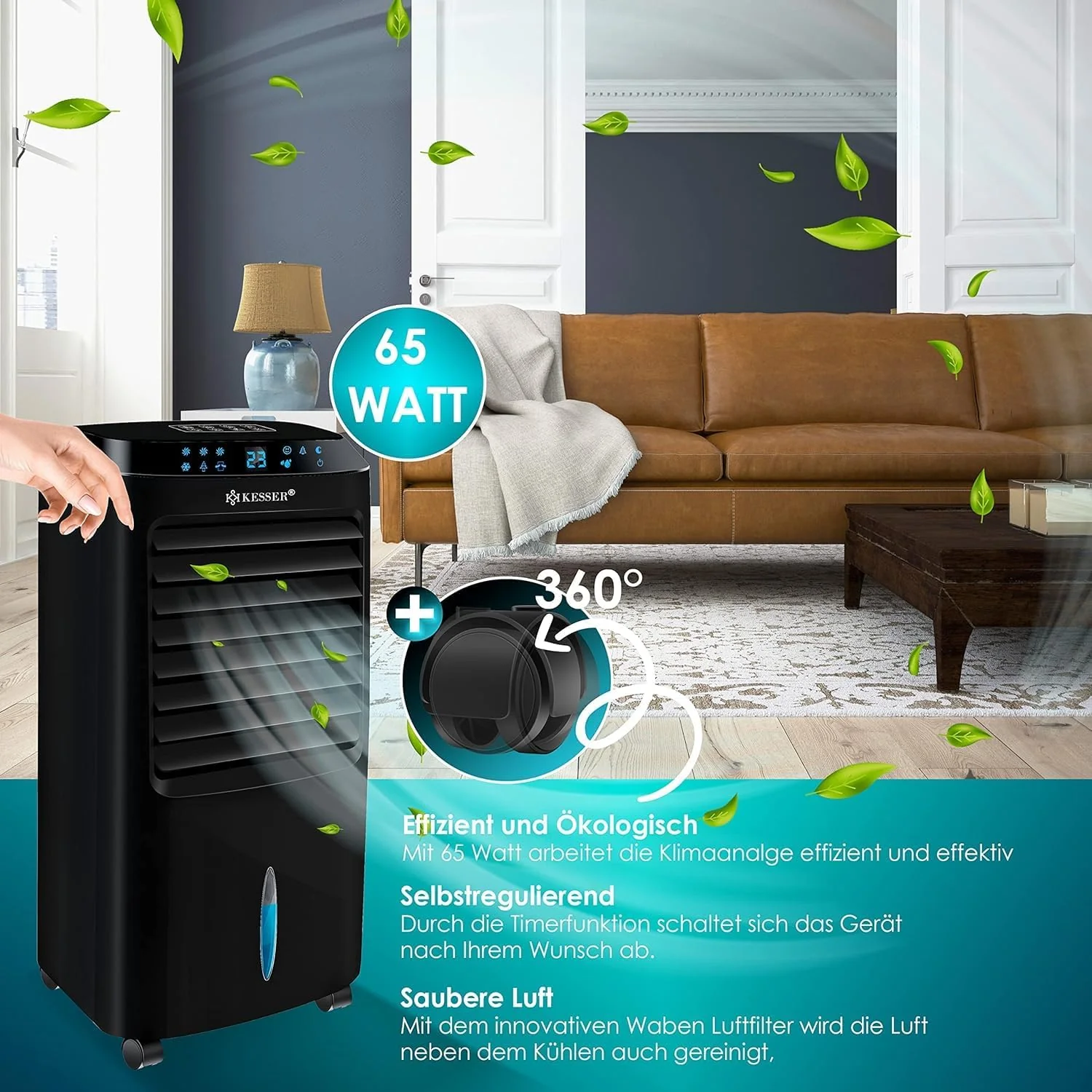 KESSER 4-in-1 Mobiele Airco | Afstandsbediening | Klimaatregelaar | Ventilator Airconditioning | Timer | 3 Niveaus | Ionisator Luchtbevochtiger | Luchtkoeler |