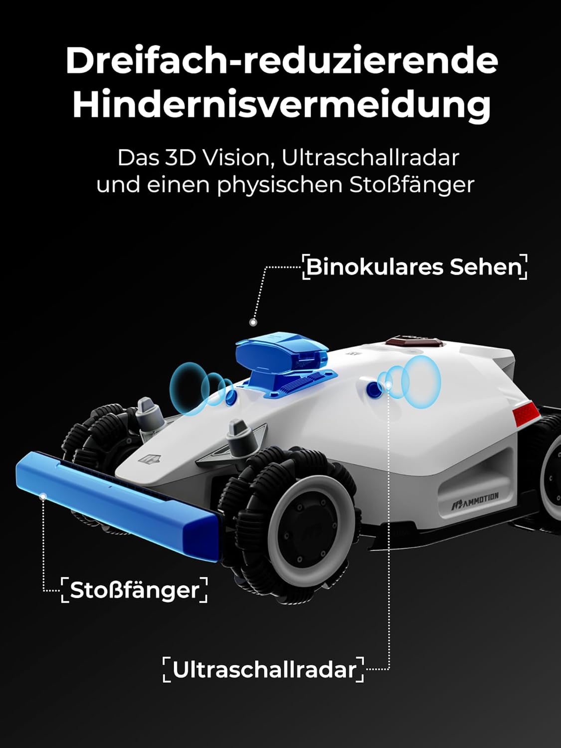 MAMMOTION LUBA 2 AWD 3000X Mähroboter ohne Begrenzungskabel, NetRTK+Vision, Keine RTK-Antenne erforderlich, Auto-Kartierung, Empf. 3000m², Max. 3600m², mit 4G-Modul, 80% Steigung