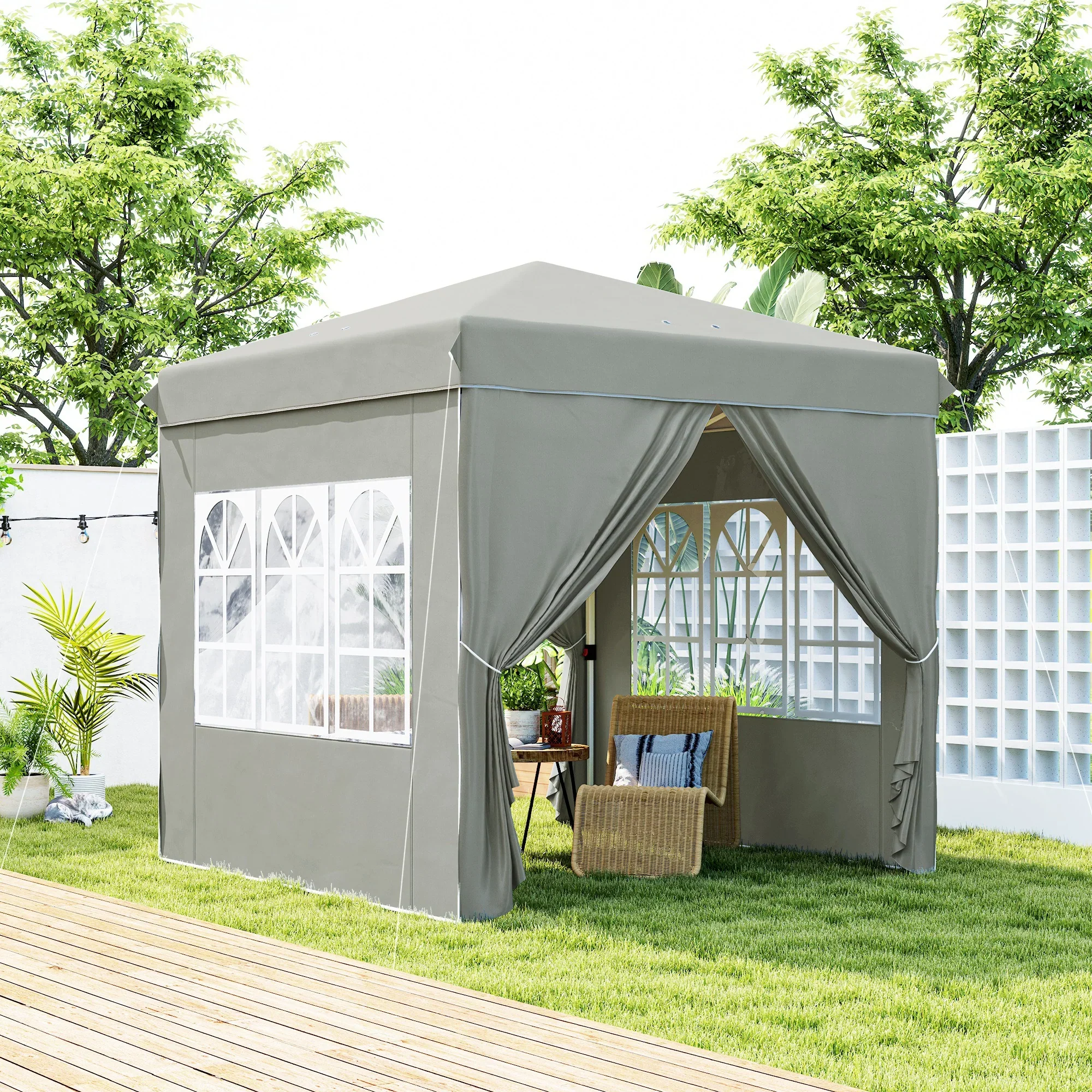 Outsunny vouwpaviljoen 2,5��2,5 m met uv-bescherming en zijwanden