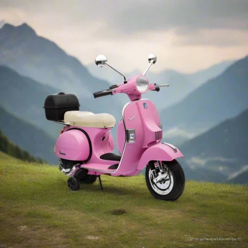 Licensed Kids 12v Vespa Electric Ride on Motorbike PX150 Model with stabilisers- PINK