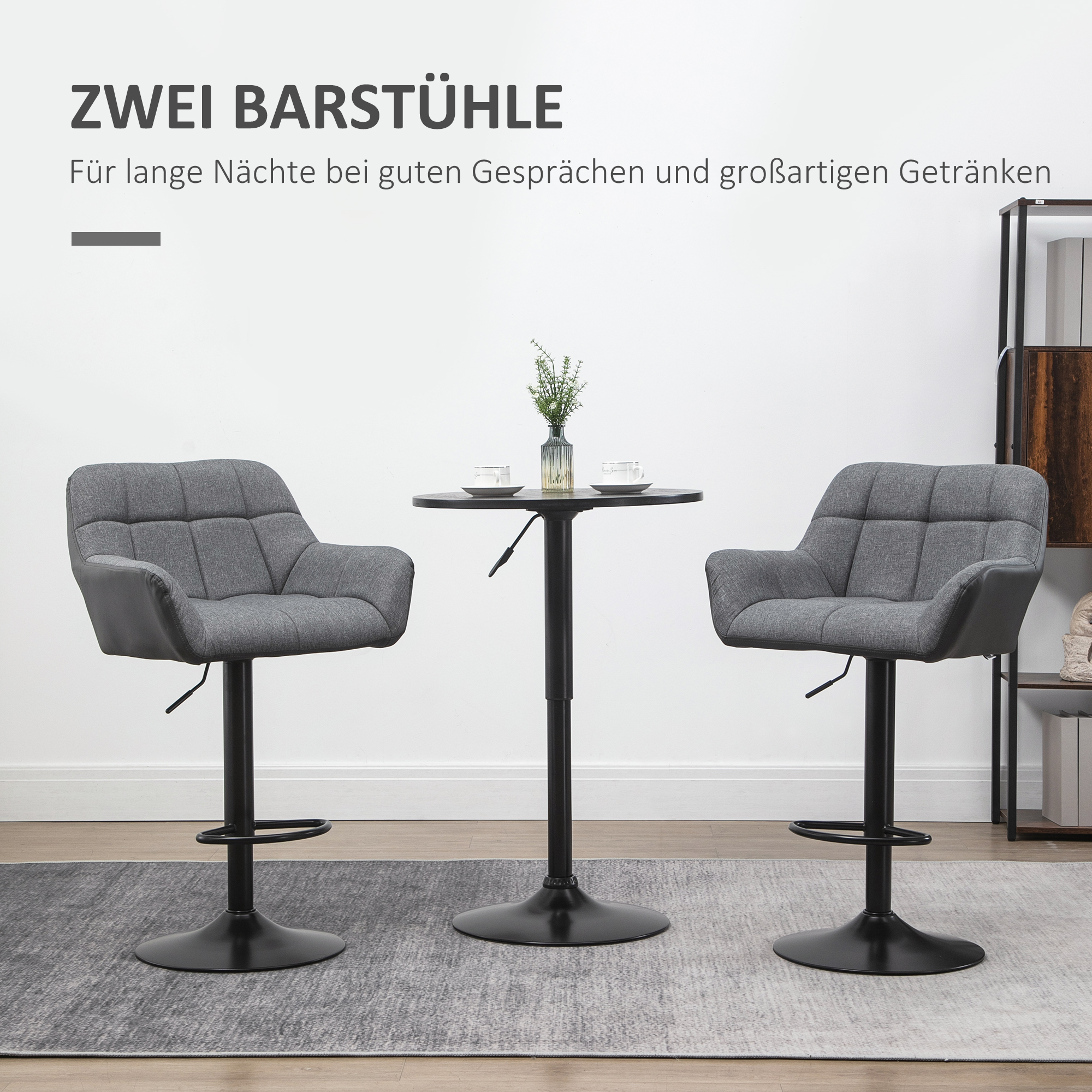 barkrukken, set van 2, tegenkrukken, in hoogte verstelbaar, draaibaar, in retro-design