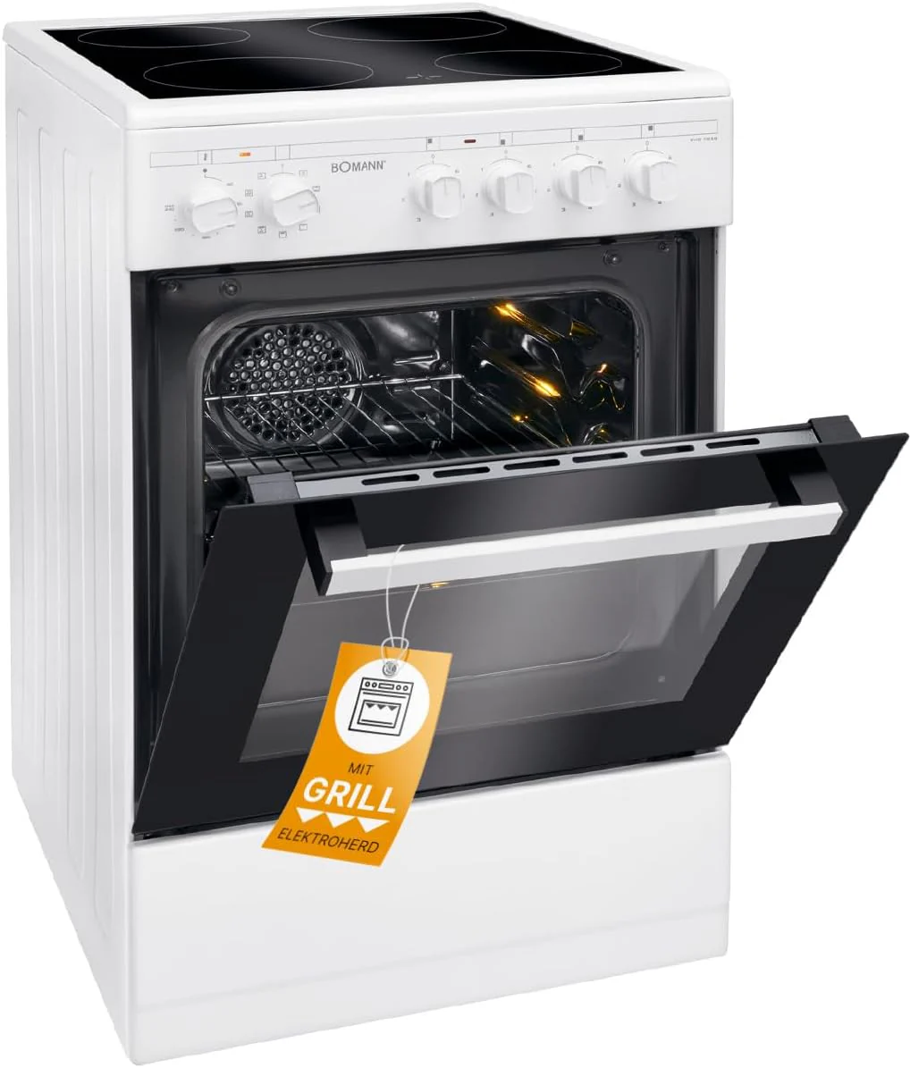 Bomann? Backofen 50cm mit Herd | Elektroherd freistehend 50 cm mit 4 Kochplatten | Standherd mit Ofen 43L | Ober-/Unterhitze | 40��C-240��C | inkl. Blech & Grillrost | Elektroherd mit Kochfeld EHC 7939