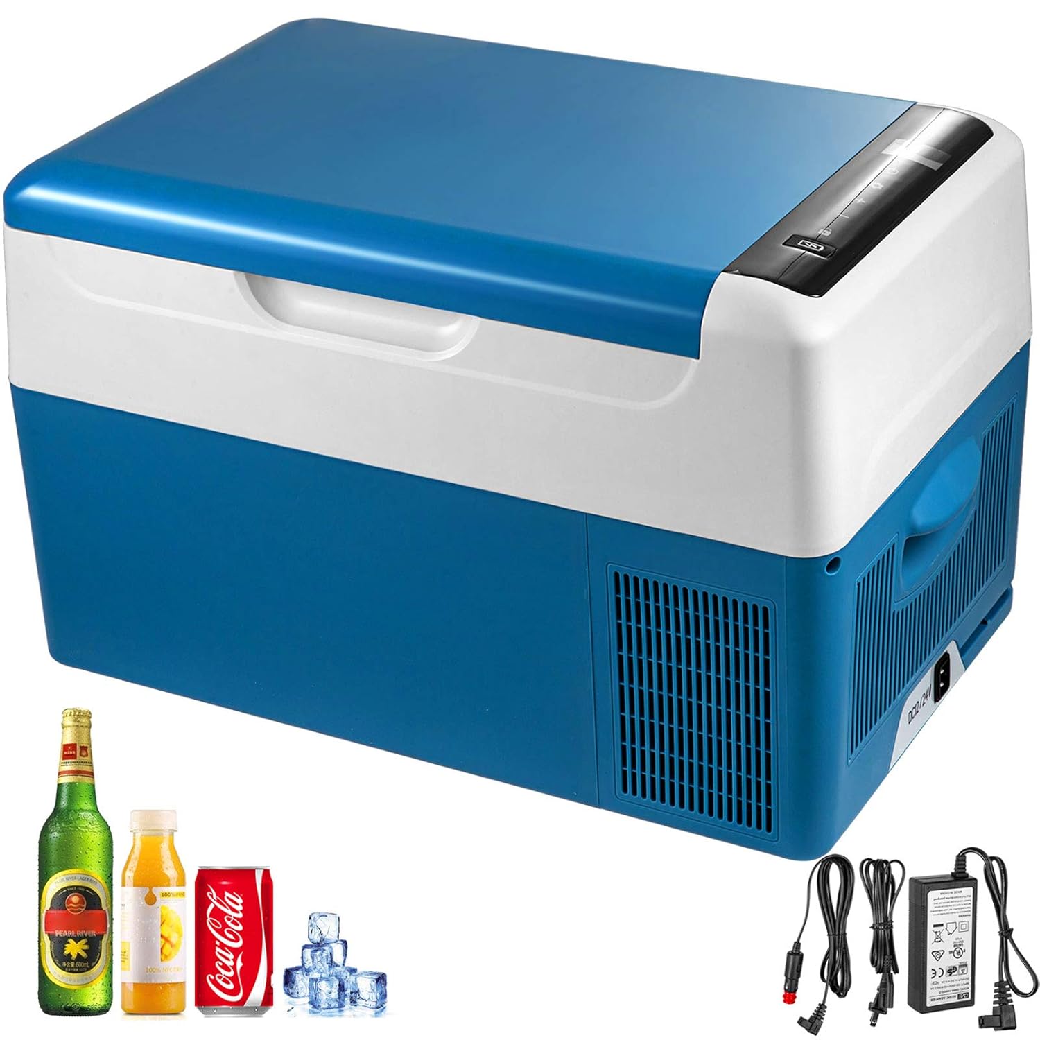 VEVOR Glacière Portable Électrique 12/24V Réfrigérateur Portable Automobile, Mini Frigo de Voiture Électrique avec Batterie de Voiture à 3 Niveaux Double Mode avec Panneau de Commande LCD