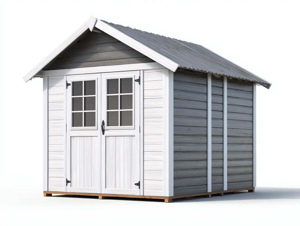Gartenhäuser-Kunststoff-Metall-214 x 168 x 196 cm-Weiß-Grau-Moderner Stil