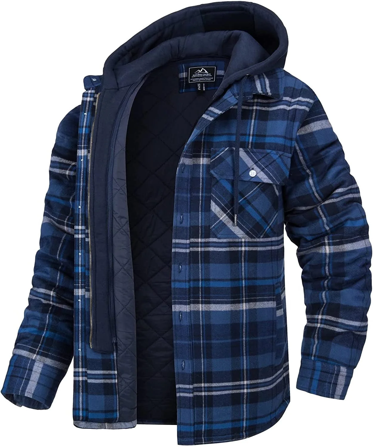 Herren-Kapuzenjacke mit Karomuster | Warm gef��ttert