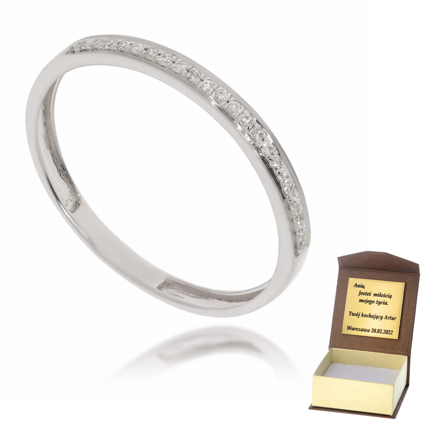 Złoty pierścionek zaręczynowy z diamentami 585