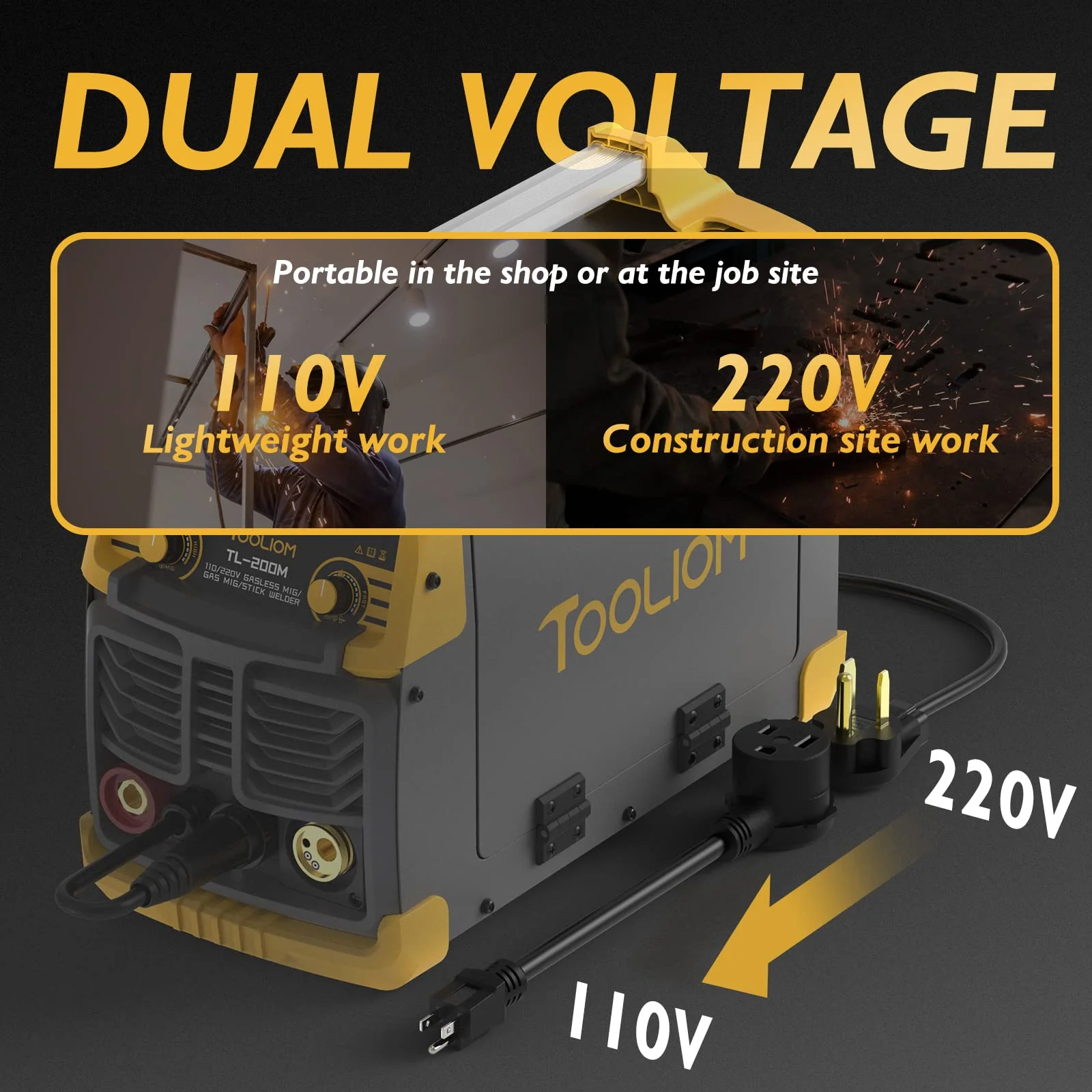 TOOLIOM 200M 3 in 1 Flux MIG Welder 110 / 220V Dual Voltage