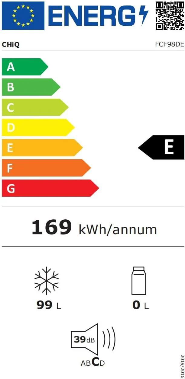 CHiQ FCF98DE Vrieskist 99 L, 54,5 x 47,6 x 83,5 cm, 4-sterrenvriezer, Thermostaatregeling, Draadmand, Balancerende deur, Stil, Wit