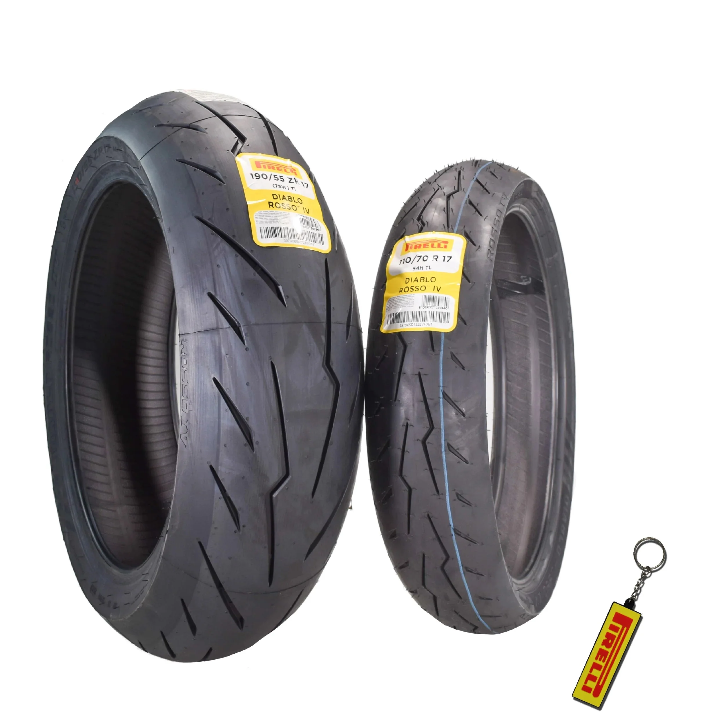 Pirelli Diablo Rosso IV Motorcycle Tires Set �C Front 110/70ZR17 & Rear 190/55ZR17 with Bonus Keychain